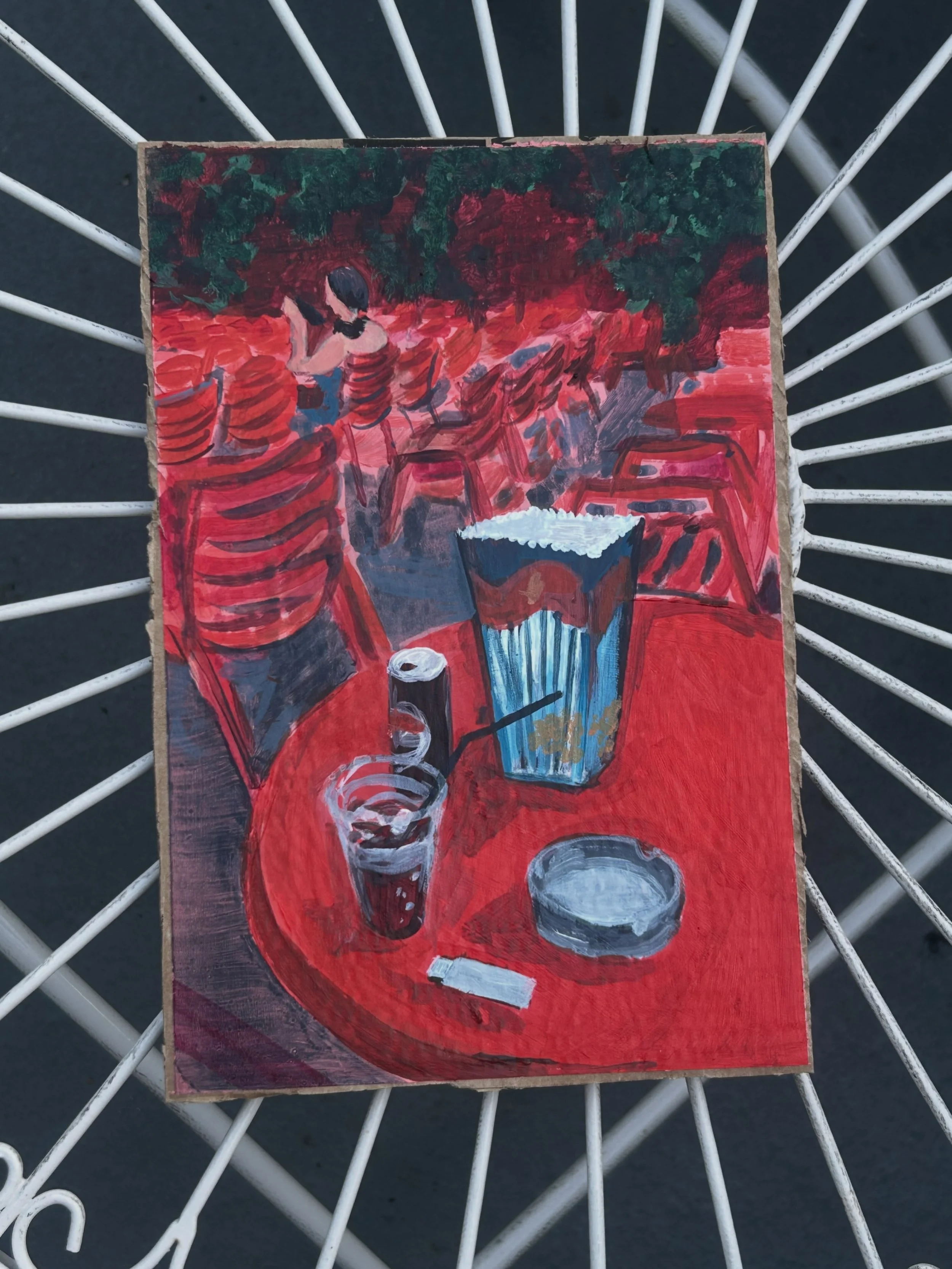 A Painting a Day: 10. A summer cinema in Athens 🌞