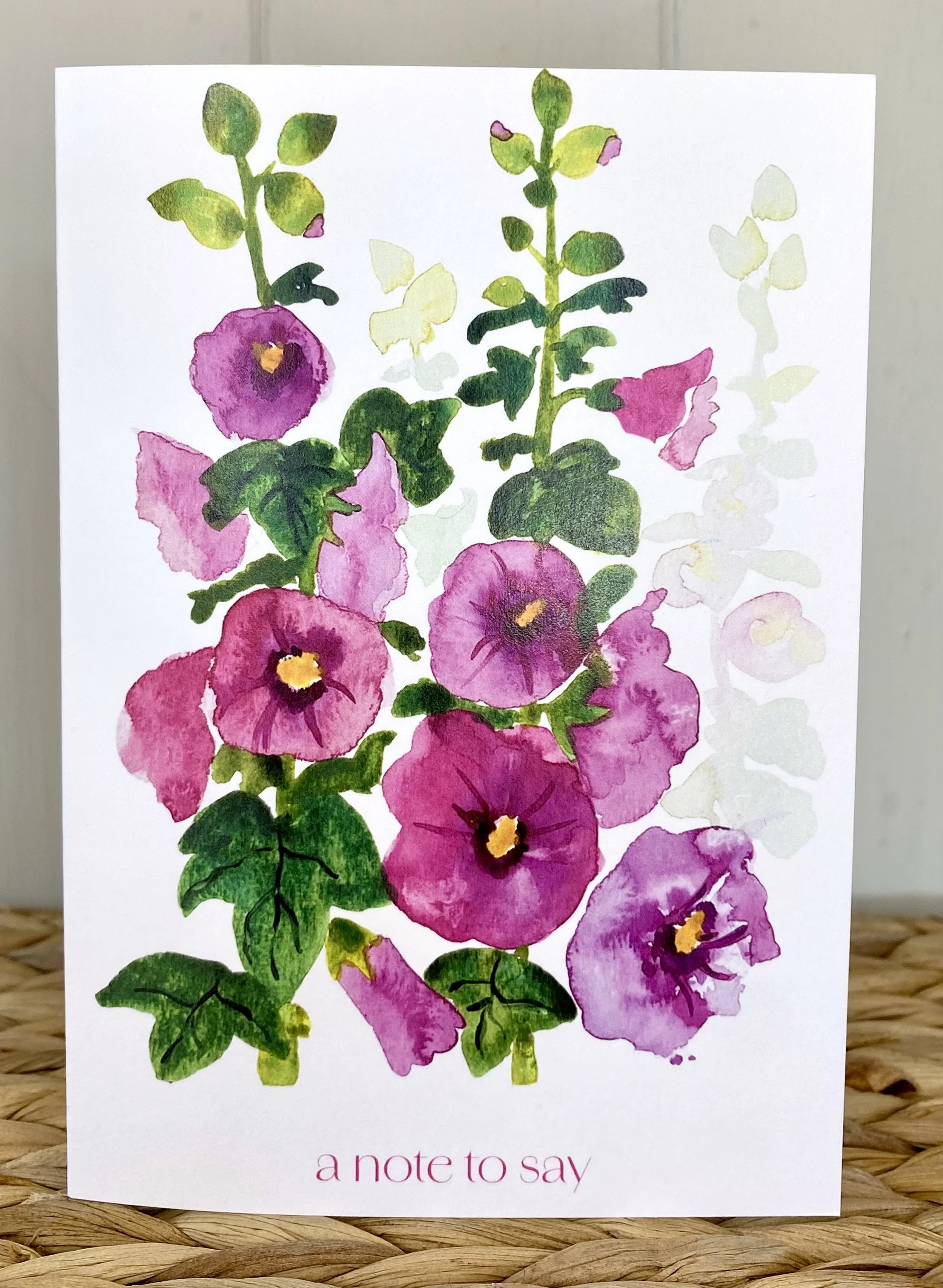 Hollyhocks card