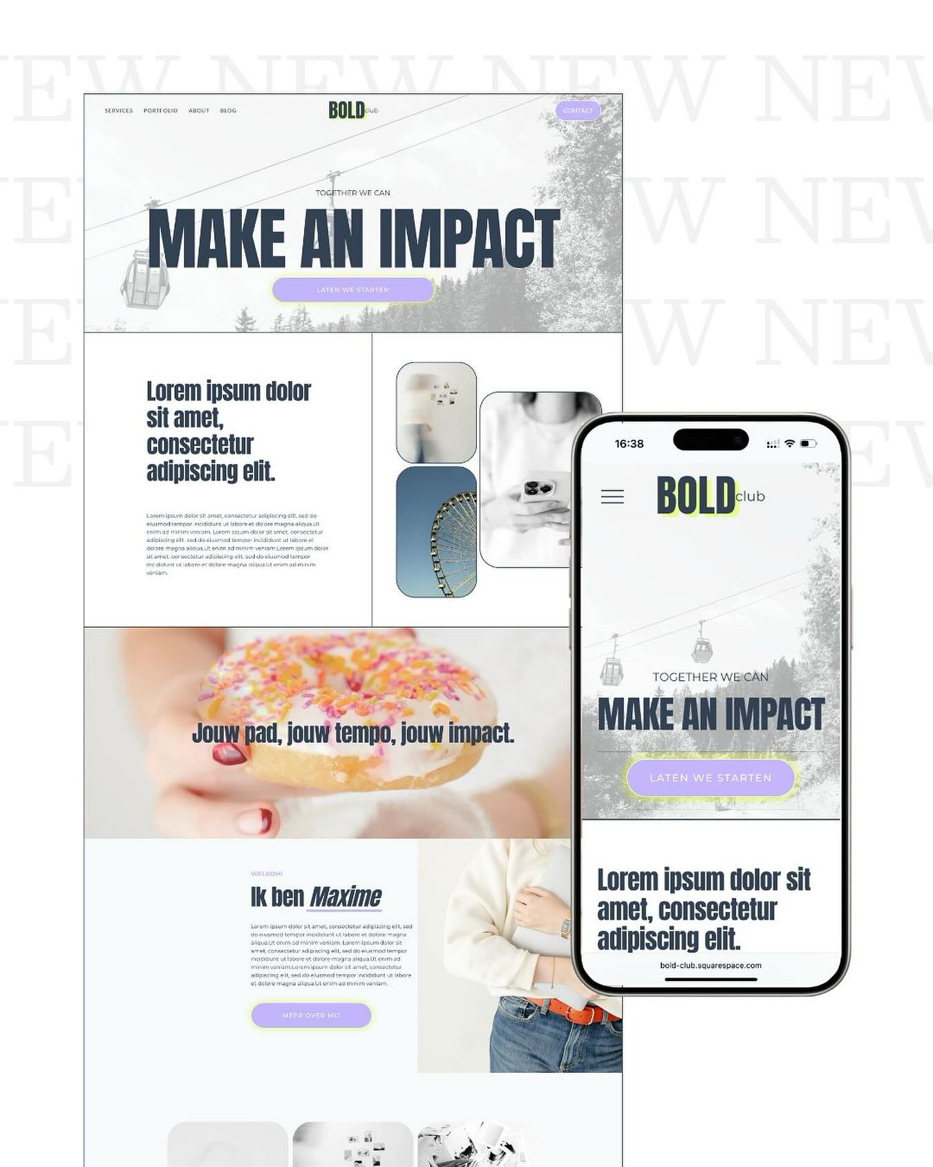 Nieuw template alert 💥
Een tikkeltje bold, klaar om op te vallen! 
👉🏻 Ga jij ook met Squarespace aan de slag?