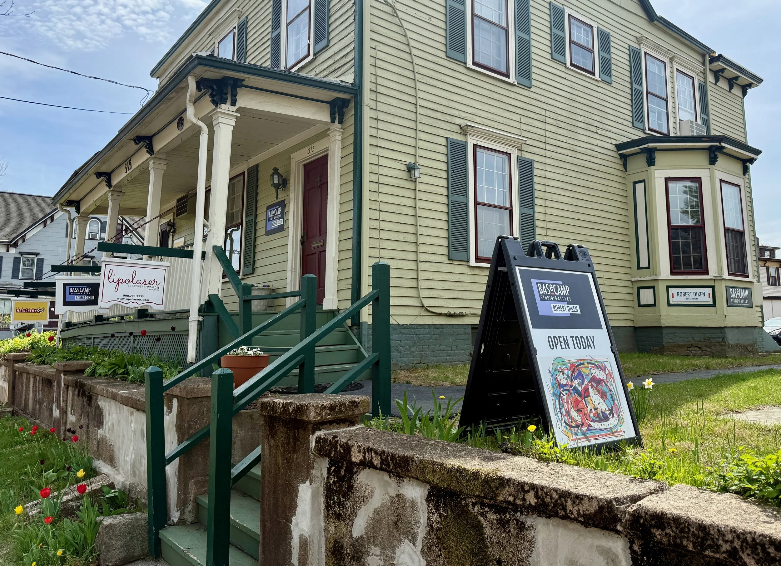 Photo of entrance of Basecamp Studio & Gallery location taken from the sidewalk at 315 Main St Metuchen NJ 08840