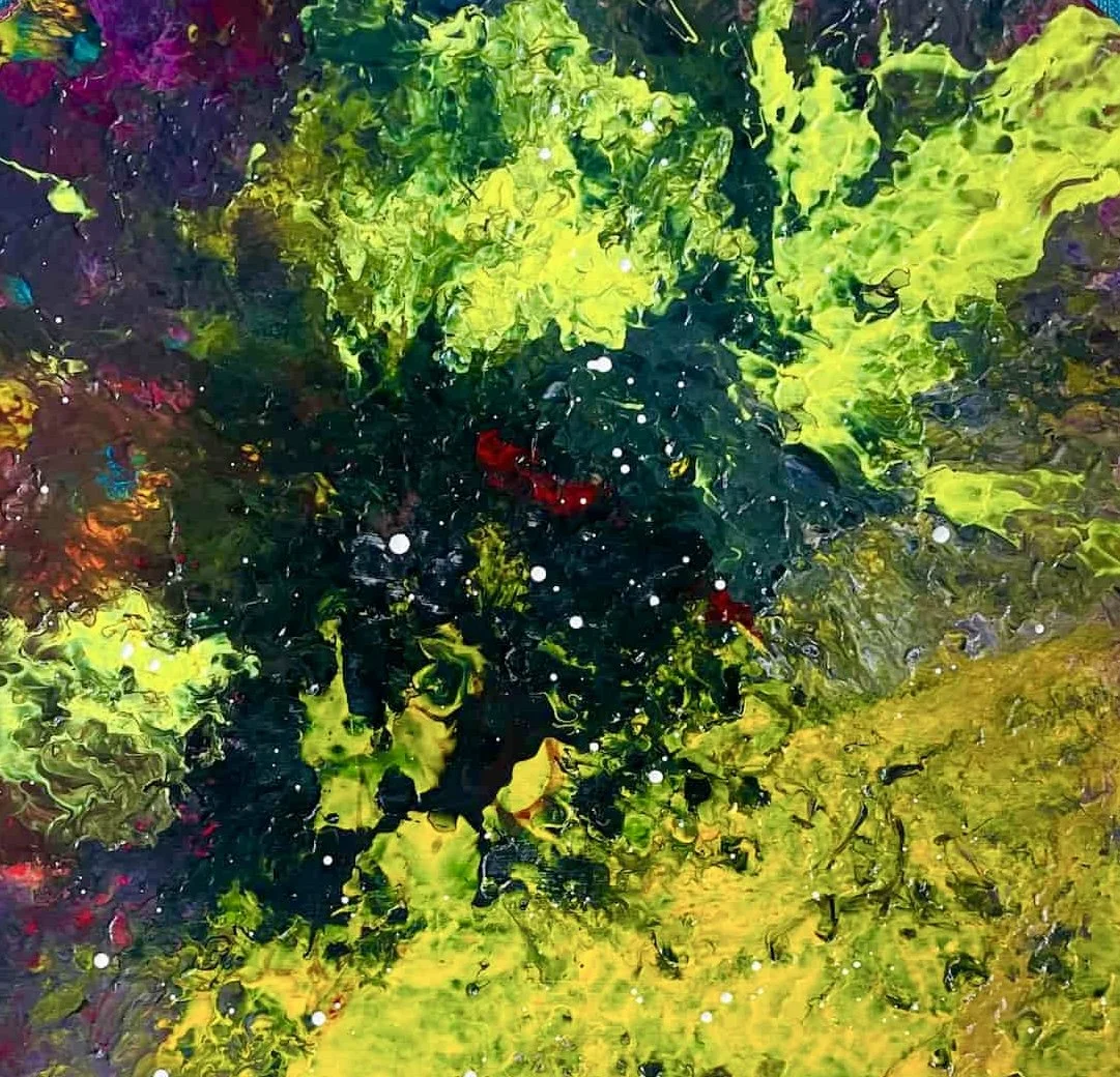 Nebula - 2026 Acrylic Flow on Wood - 12" round - $50.00
