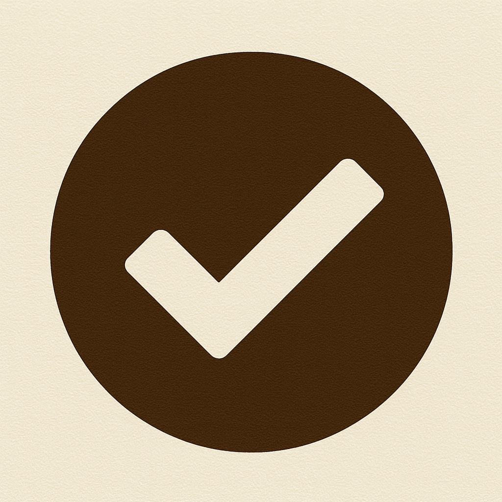 A white check mark inside a dark circle on a light background.