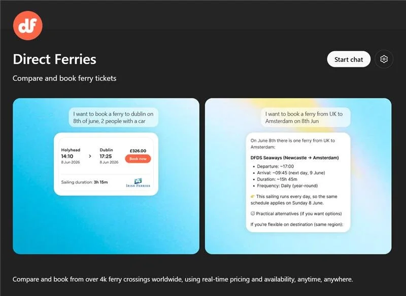 Direct Ferries brings global ferry travel to ChatGPT