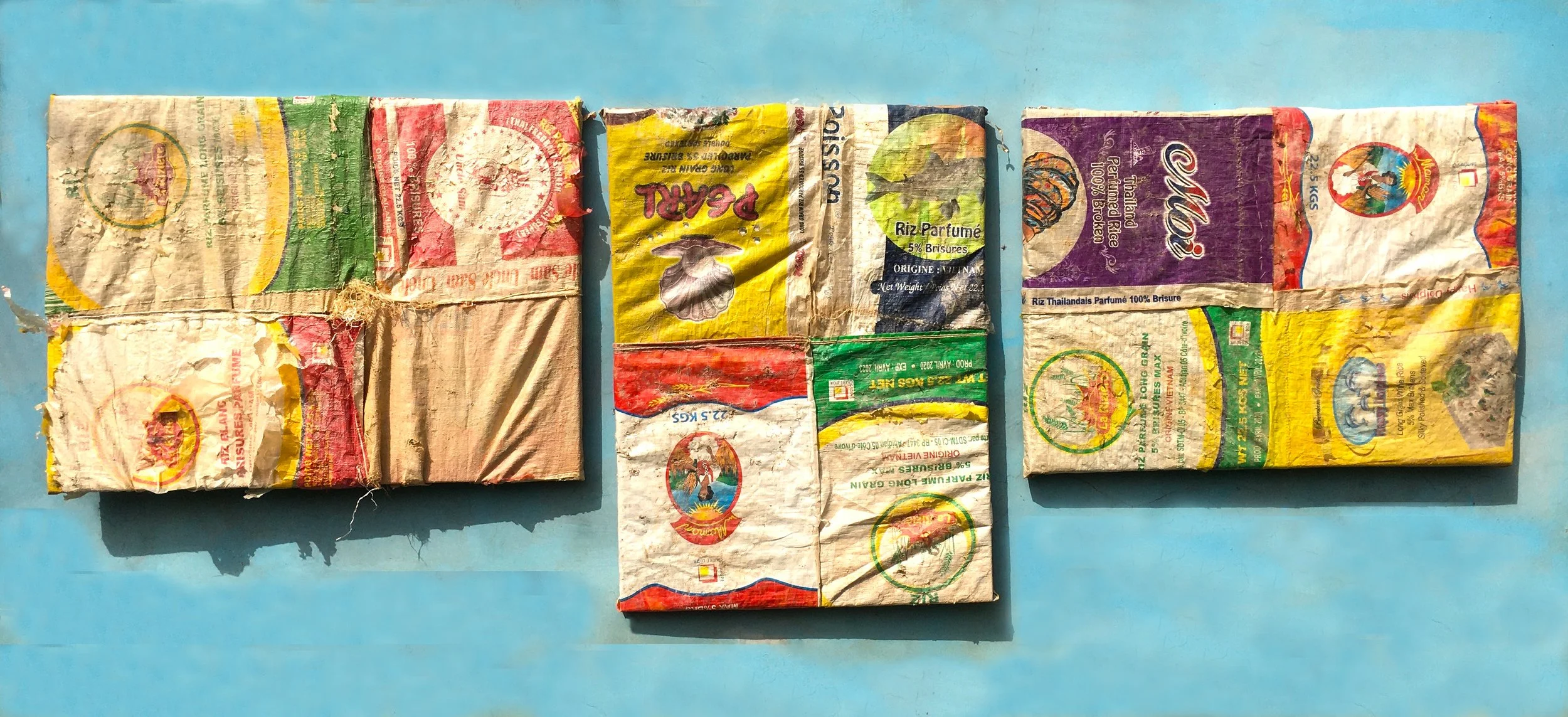 Untitled, 2019, Galamsey sacks (polypropylene) 30x 40 inch each.