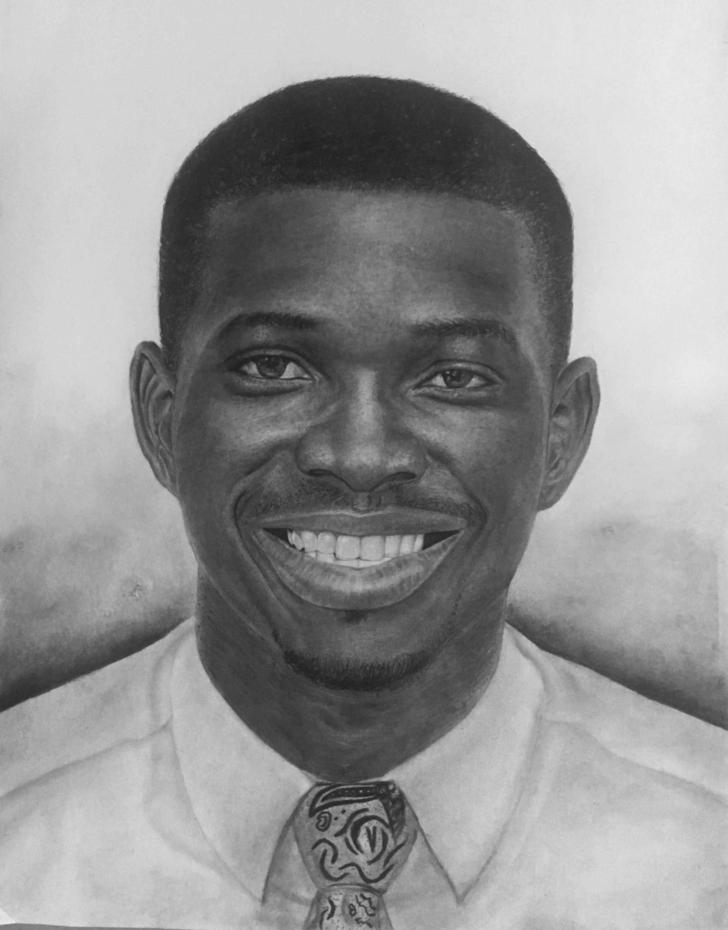 Behind the Smile of Labor I, 2018. Charcoal and graphite on cardboard paper, 30x24 inch.