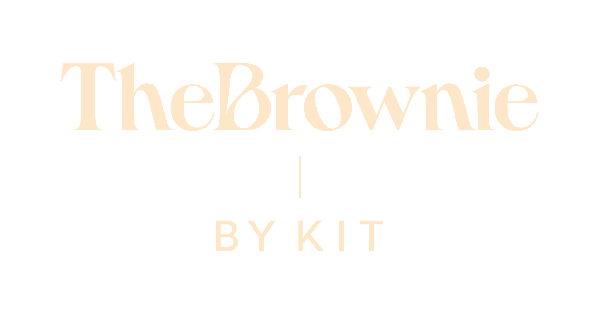 Logo with text 'The Brownie by Kit' on a black background.