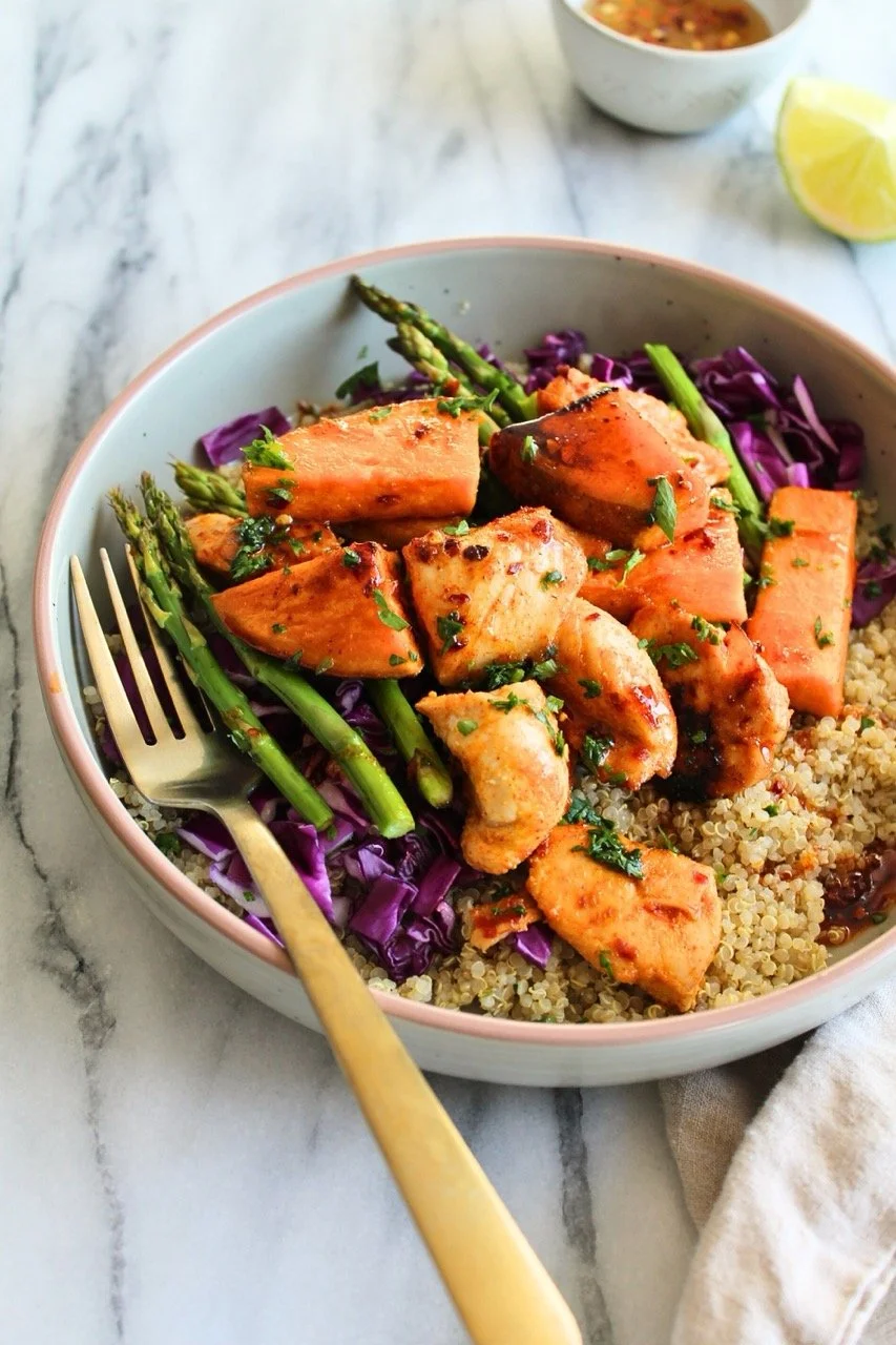 Hot Honey Chicken and Quinoa Bowls