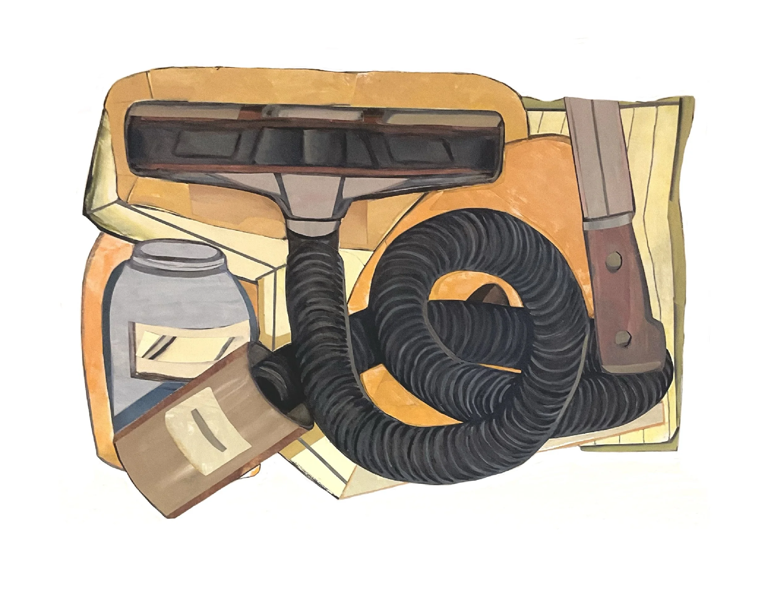 "Zeugszeugen B", 2025; Kollage mit bemaltem Papier auf Leichtstoffplatte geklebt/


GEDANKEN DAZU:
Gegenstände mit diversen Funktionen wurden zusammengewürfelt . Wahllos oder vielleicht gezielt? Der unsichtbare Alltag , der uns umgibt.