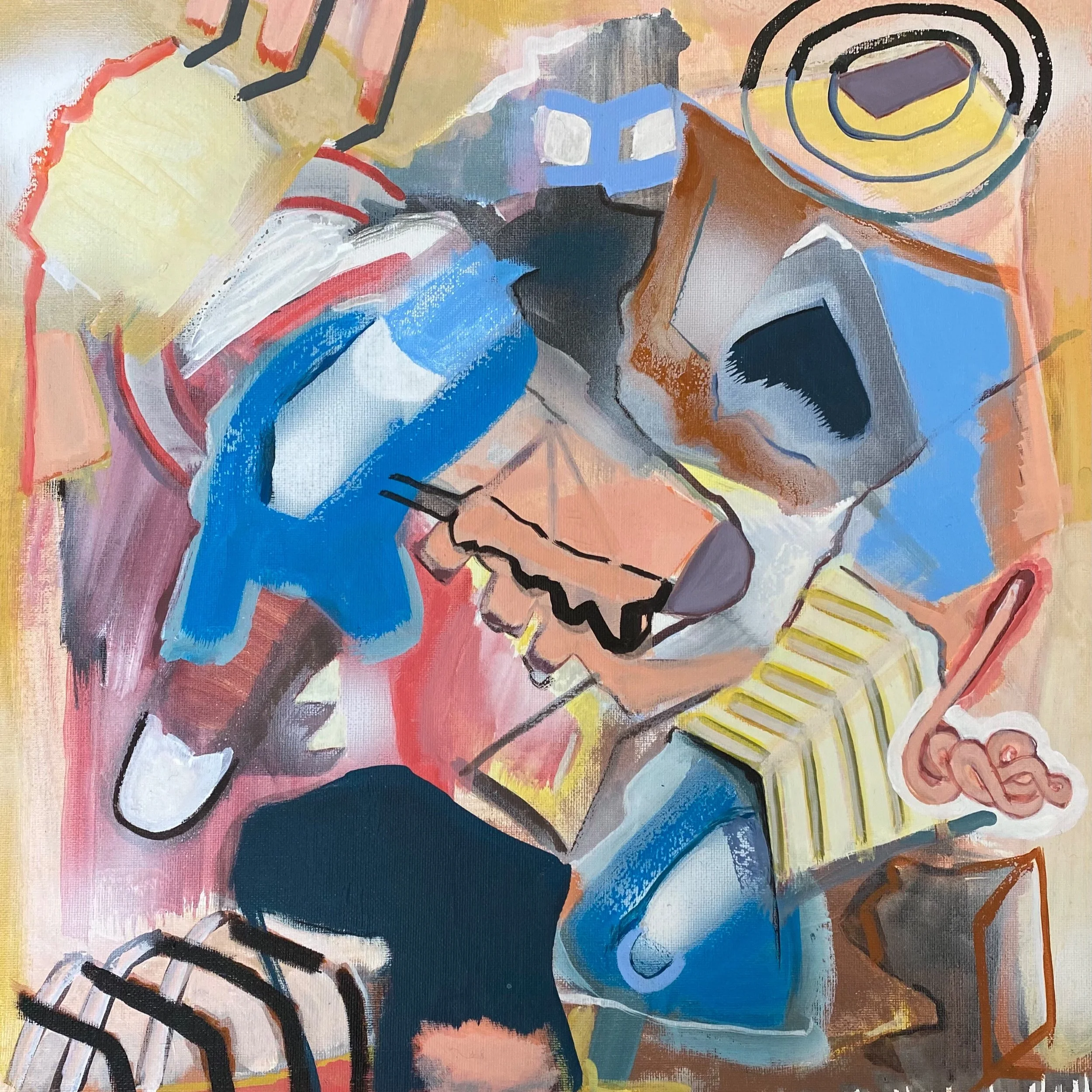 "Wurm unten rechts", 2021; 40 x 40 cm,
Acryl auf Leinwand