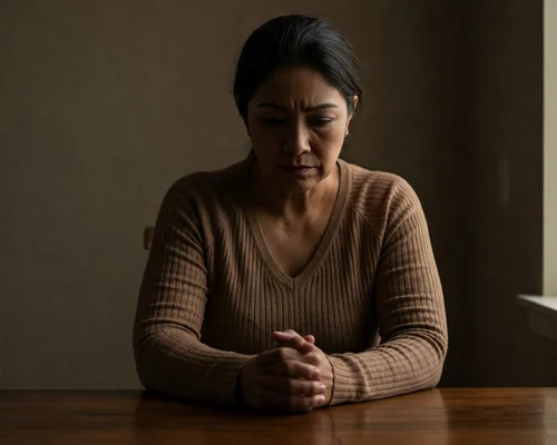 Mutter erschöpft am Tisch