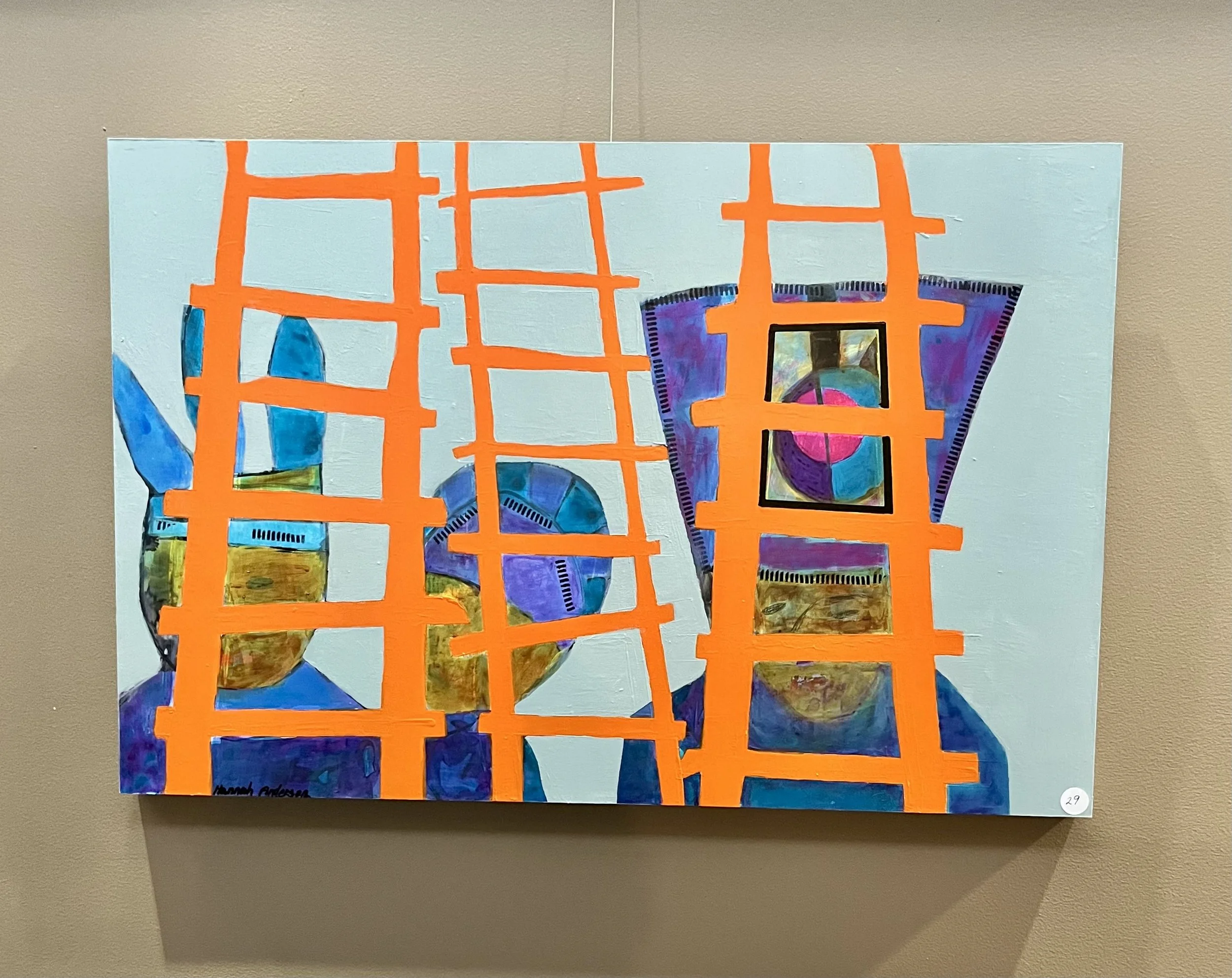 Three Orange Ladders