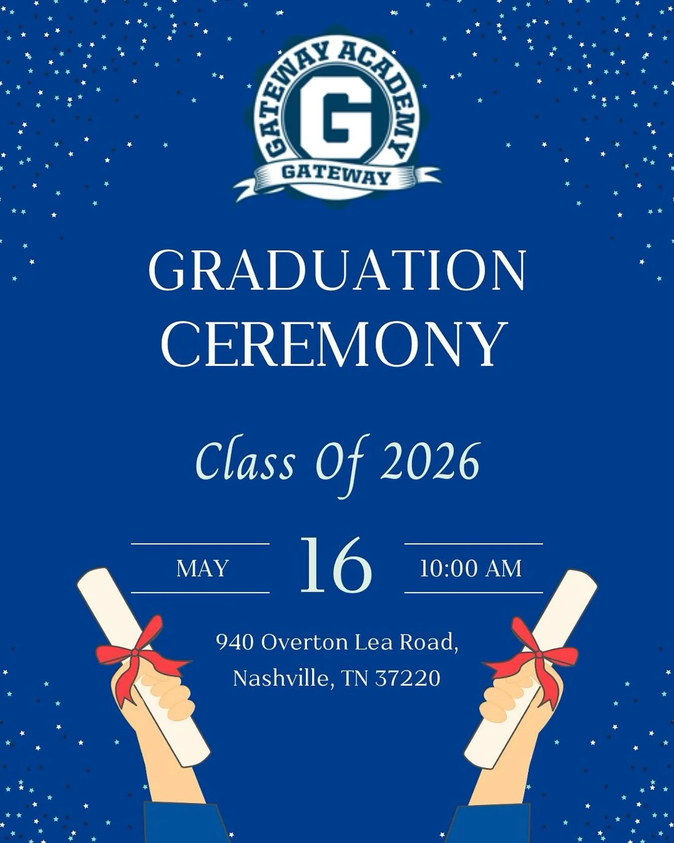 🎓✨ Join us as we celebrate the Gateway Academy Class of 2026! ✨🎓
We are so proud of our graduating seniors and all they have accomplished throughout their journey at Gateway Academy. Family, friends, students, alumni, and members of our community a