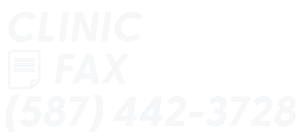 Business card for a clinic, displaying contact information including a telephone number.