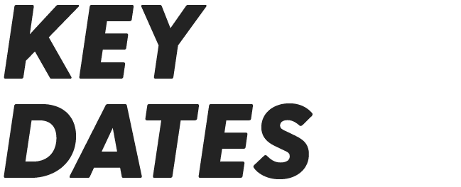 Text reading 'KEY DATES' in bold black font on a white background.