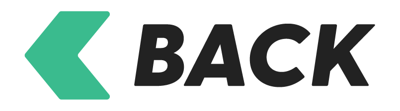 Left-pointing green arrow followed by the word 'BACK' in bold black letters.