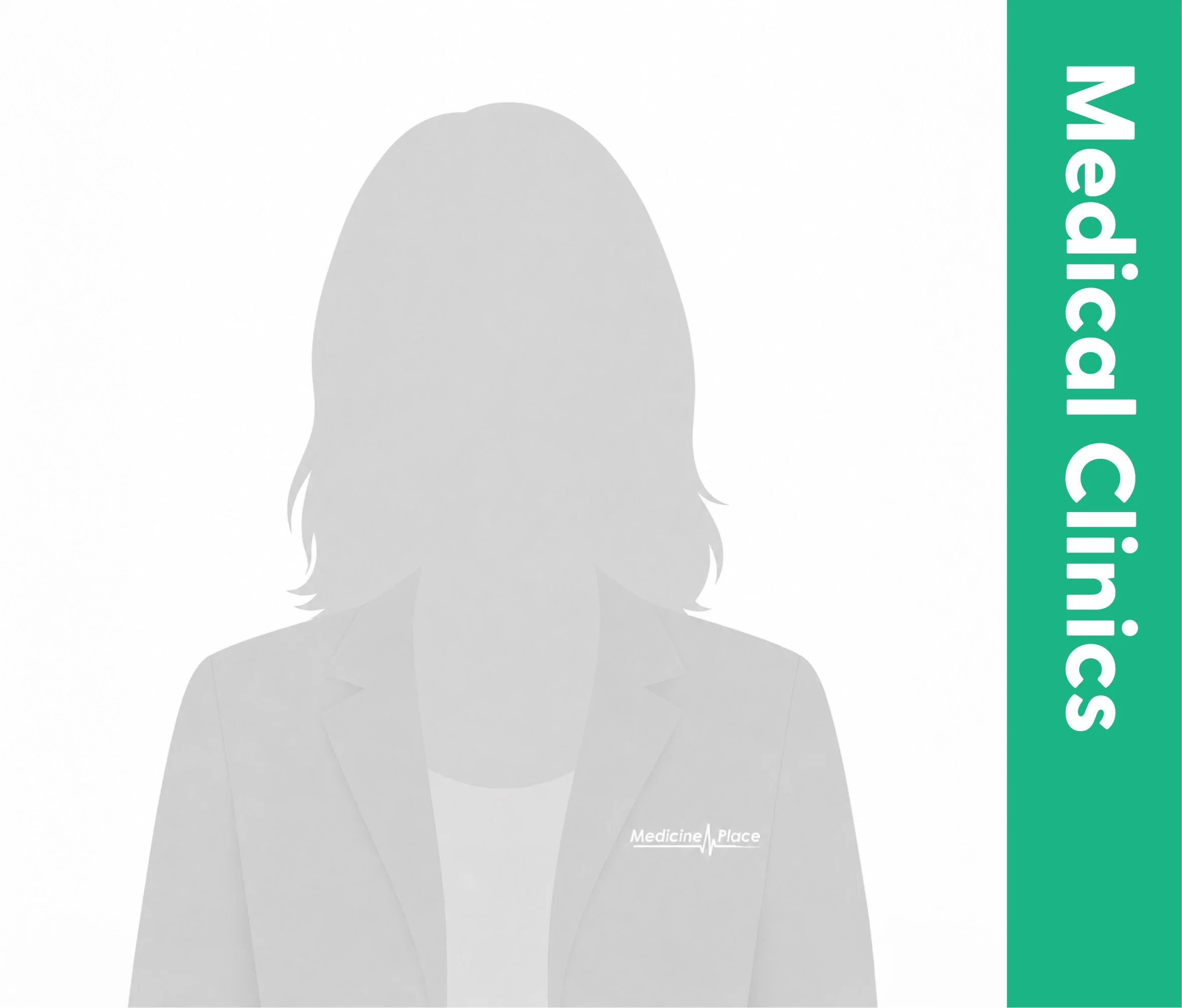 Silhouette of a woman with long hair wearing a blazer, with teeth sticking out, set against a white background with a green vertical banner on the right side reading 'Medical Leadership.'