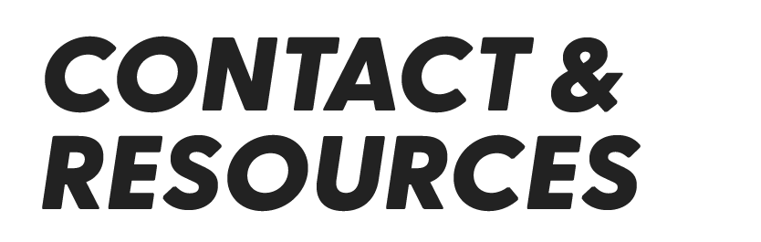 Text reading 'CONTACT & RESOURCES' in bold, dark letters on a plain background.