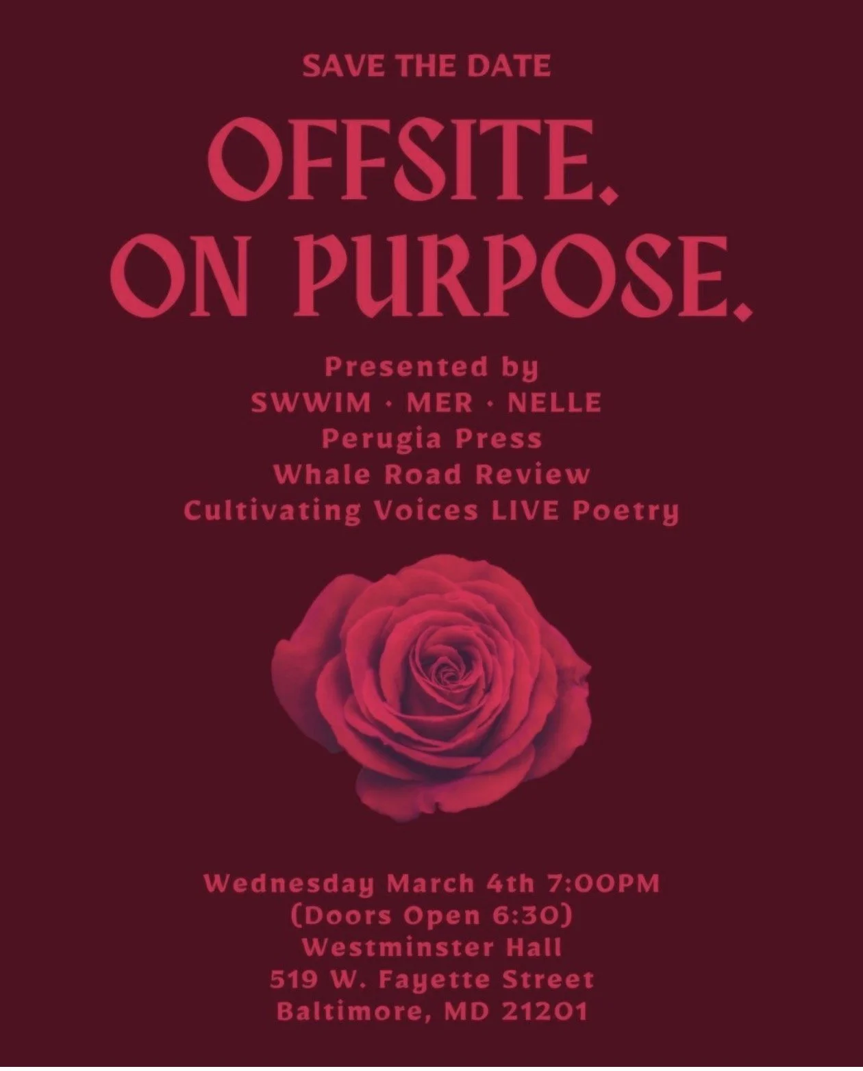 OFFSITE. ON PURPOSE. Reading with Whale Road Review @Westminster Hall