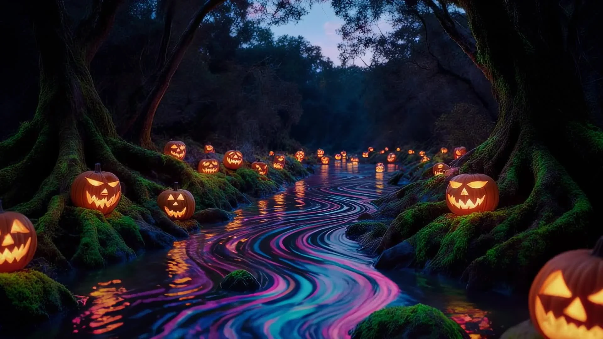 Halloween Pumpkin River VJ Loop
