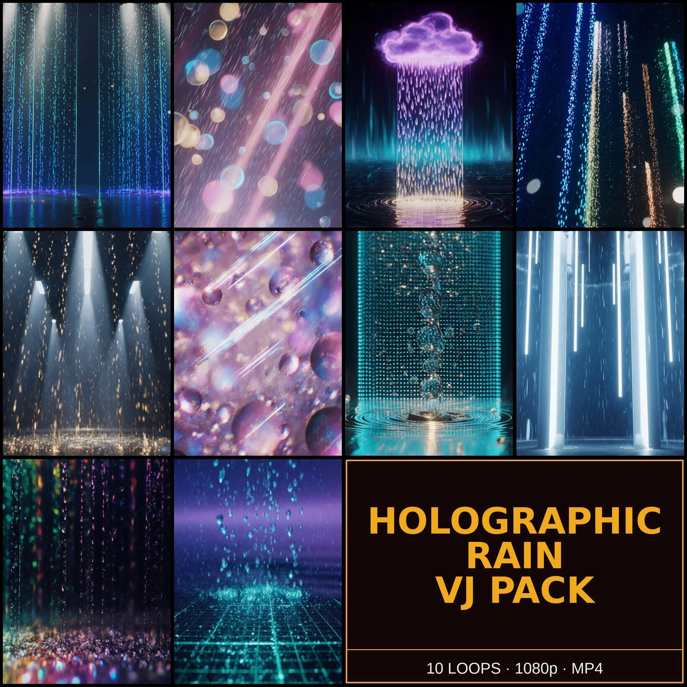 Holographic Rain VJ Pack