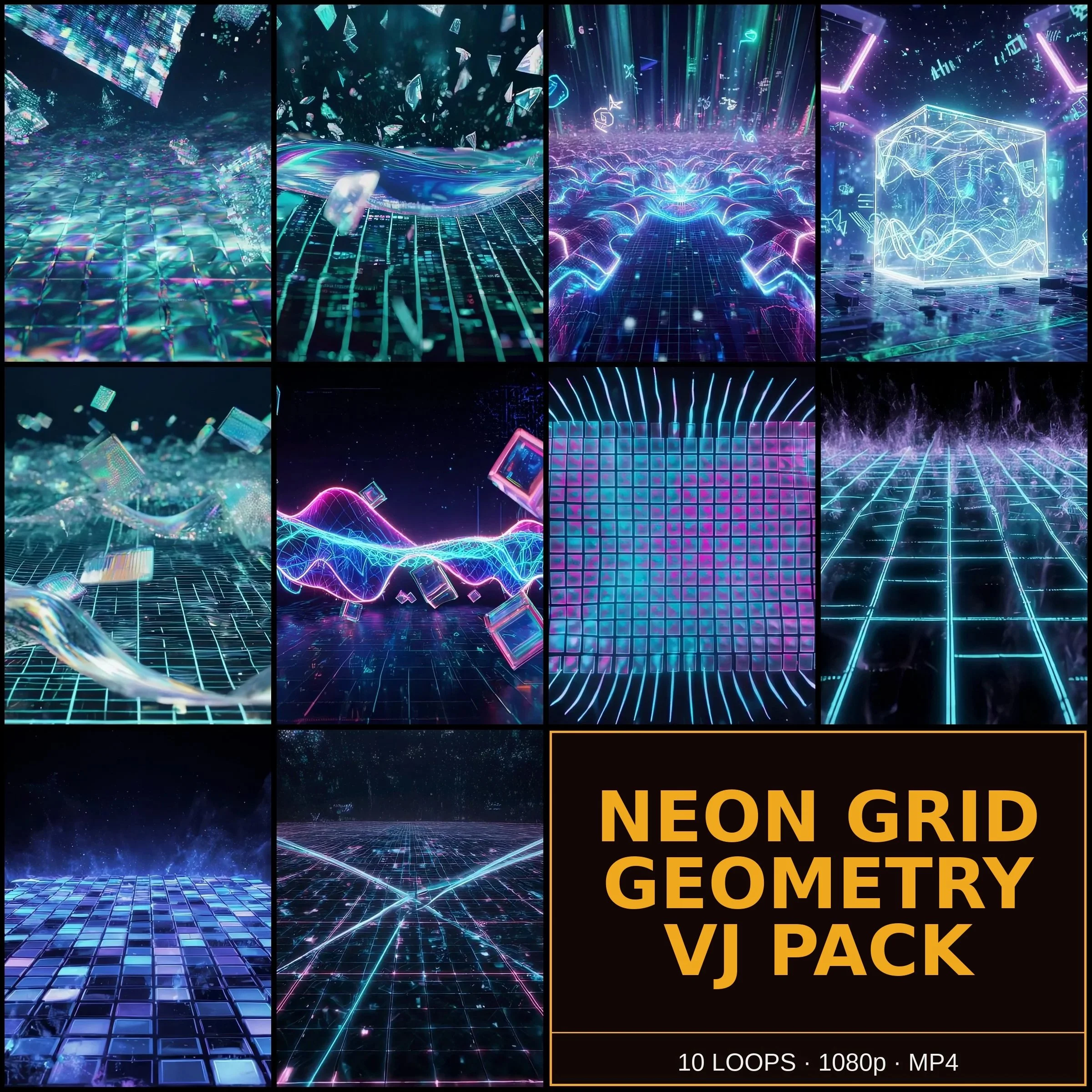 Neon Grid Geometry VJ Pack