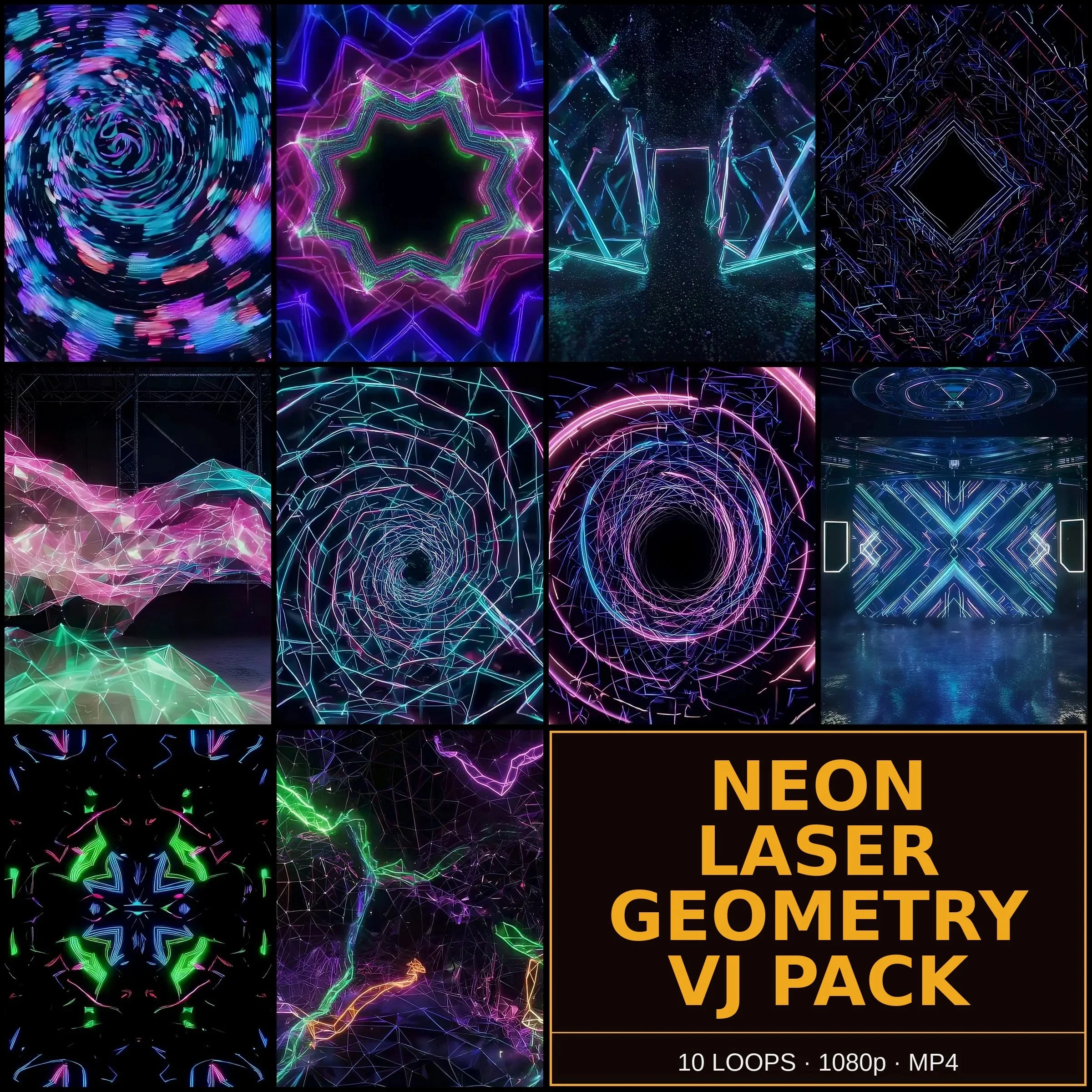 Neon Laser Geometry VJ Pack