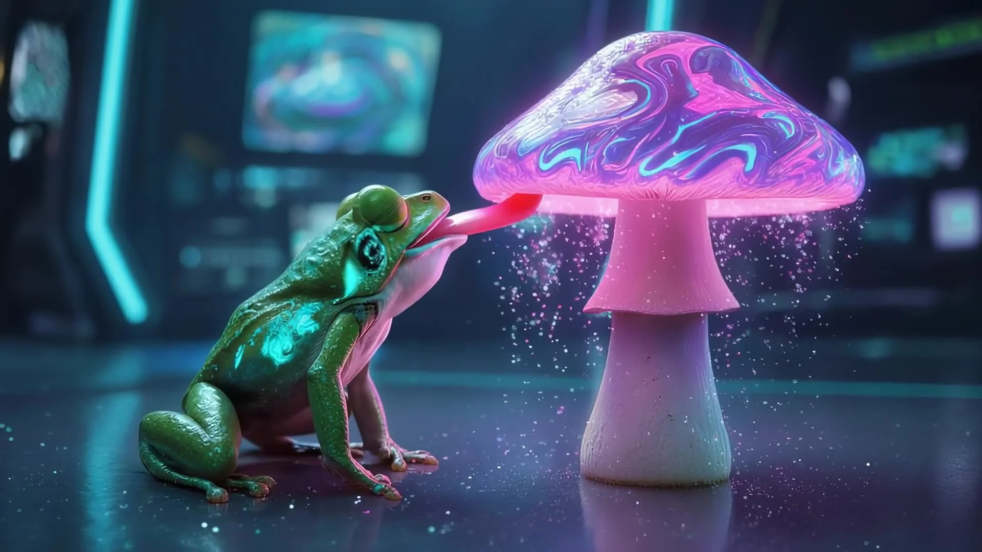 Neon Frog Mushroom VJ Loop