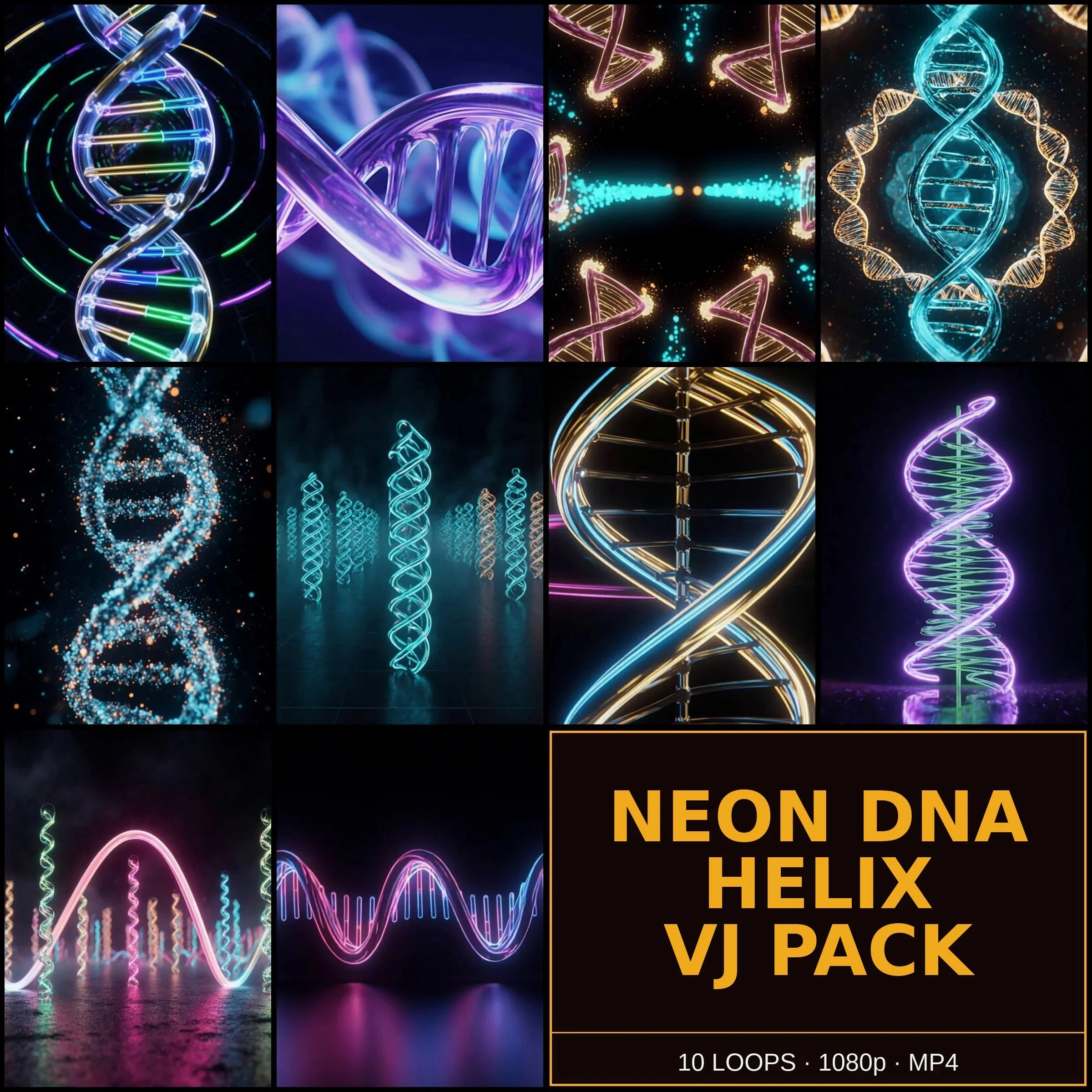 Neon DNA Helix VJ Pack