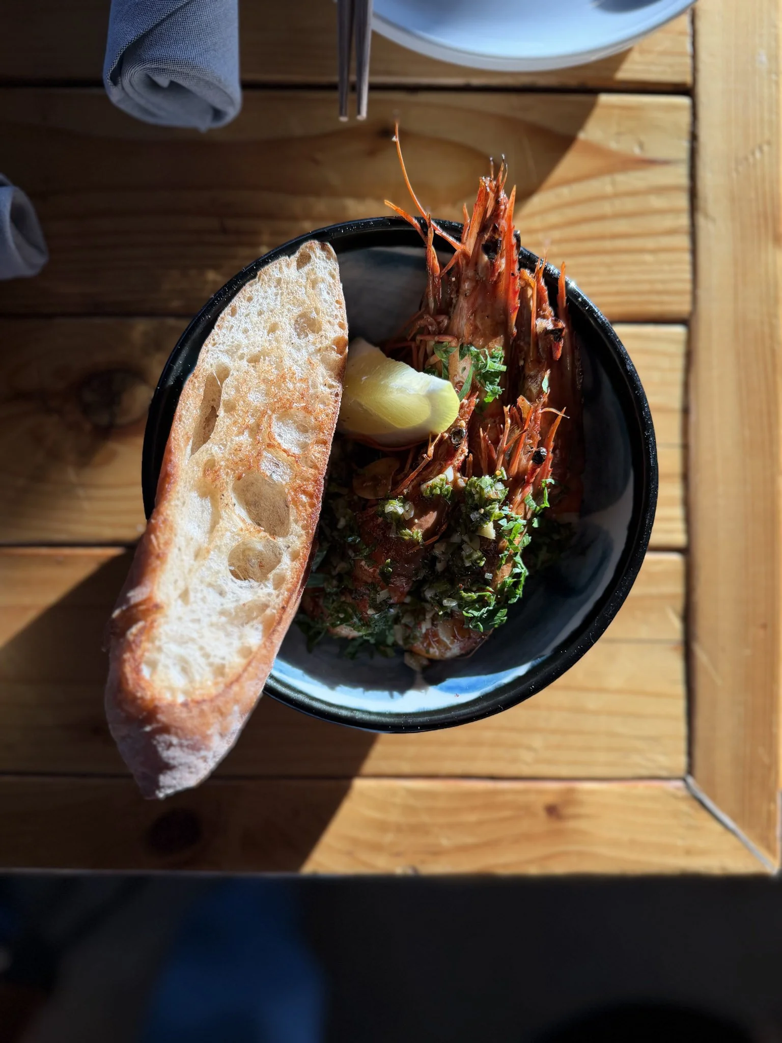 prawn with espolette brown butter