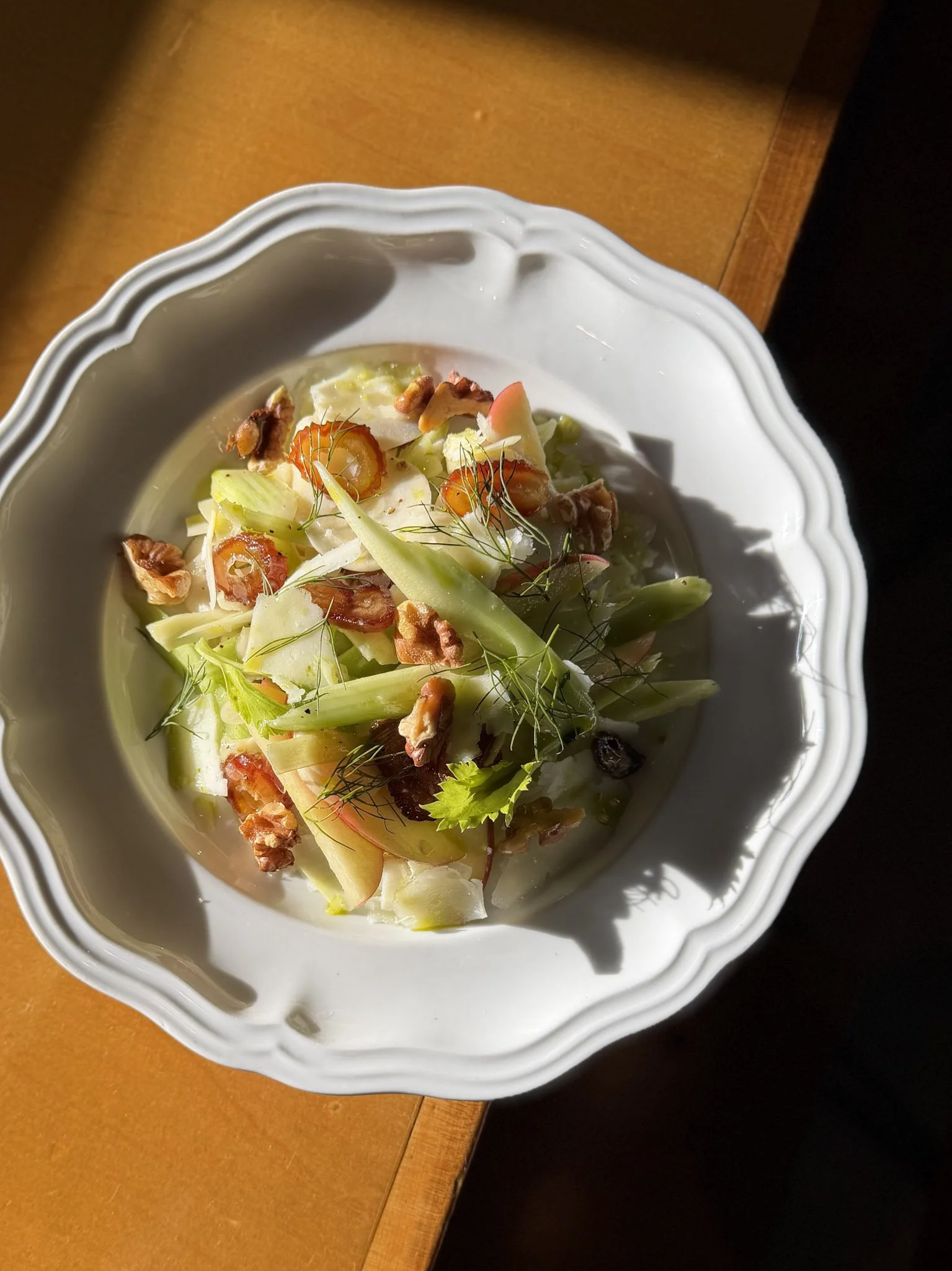 fennel, celery, hony crisp apple vegitarian