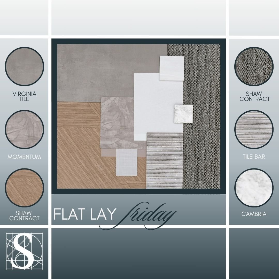 Happy Flat Lay Friday! Here's another look at some of the great material combinations we like to pull together when we collaborate on designs. 

Products featured:
@shawcontract 
@coriandesign 
@cambriasurfaces 
@tilebar 
@momentum_textiles_walls 
@v