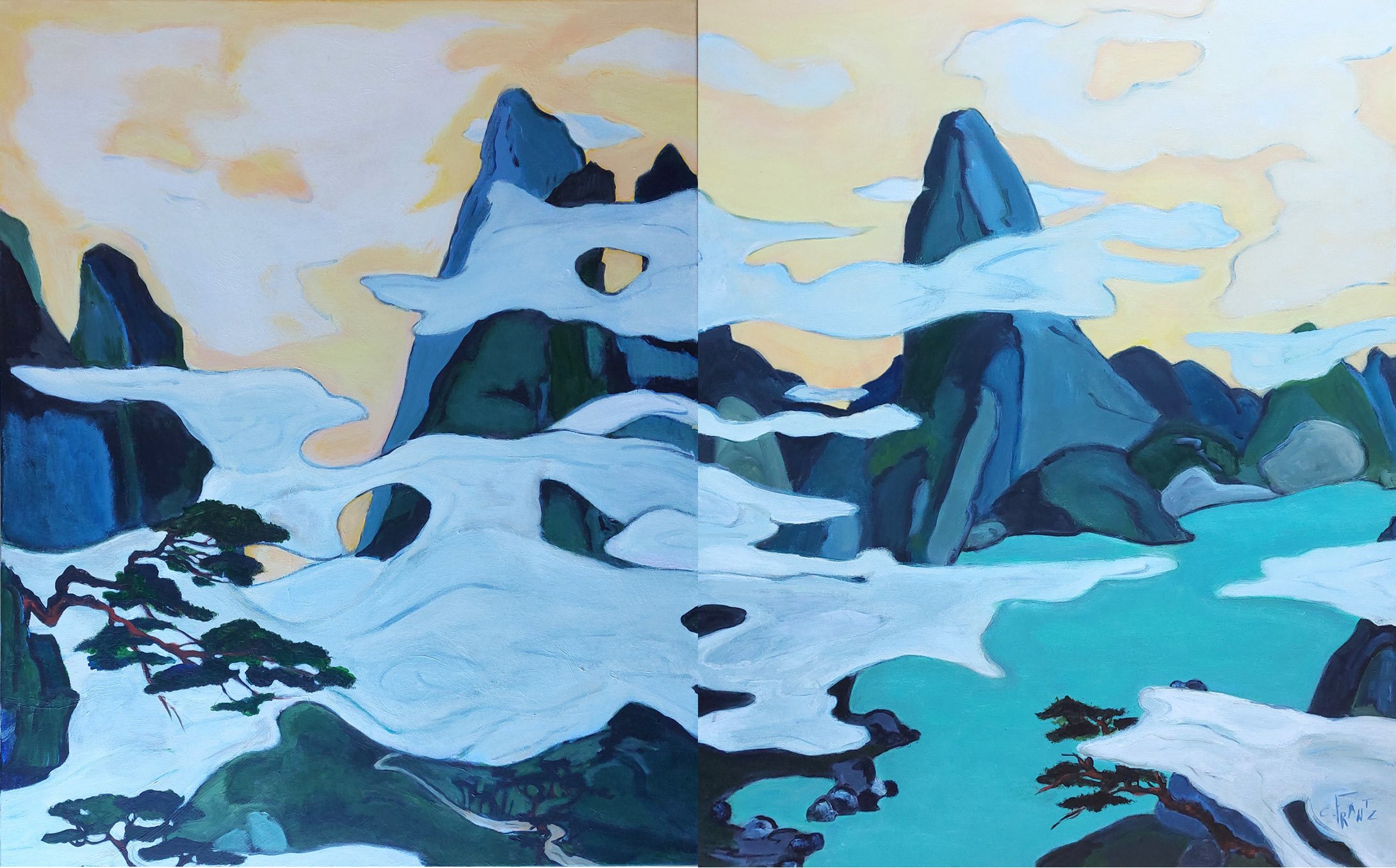 N°144 Toile 100 x 160 diptyque - disponible