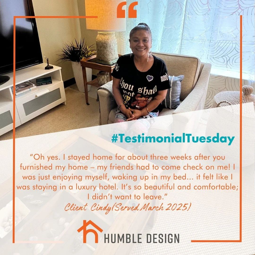 💌 Testimonial Tuesday 💌

In March, we had the joy of serving our client Cindy, referred to Humble by our friends at @voicesofourcitychoir. When we reconnected with her, here's what she shared about her Humble experience:

Q: Are you still housed? Y