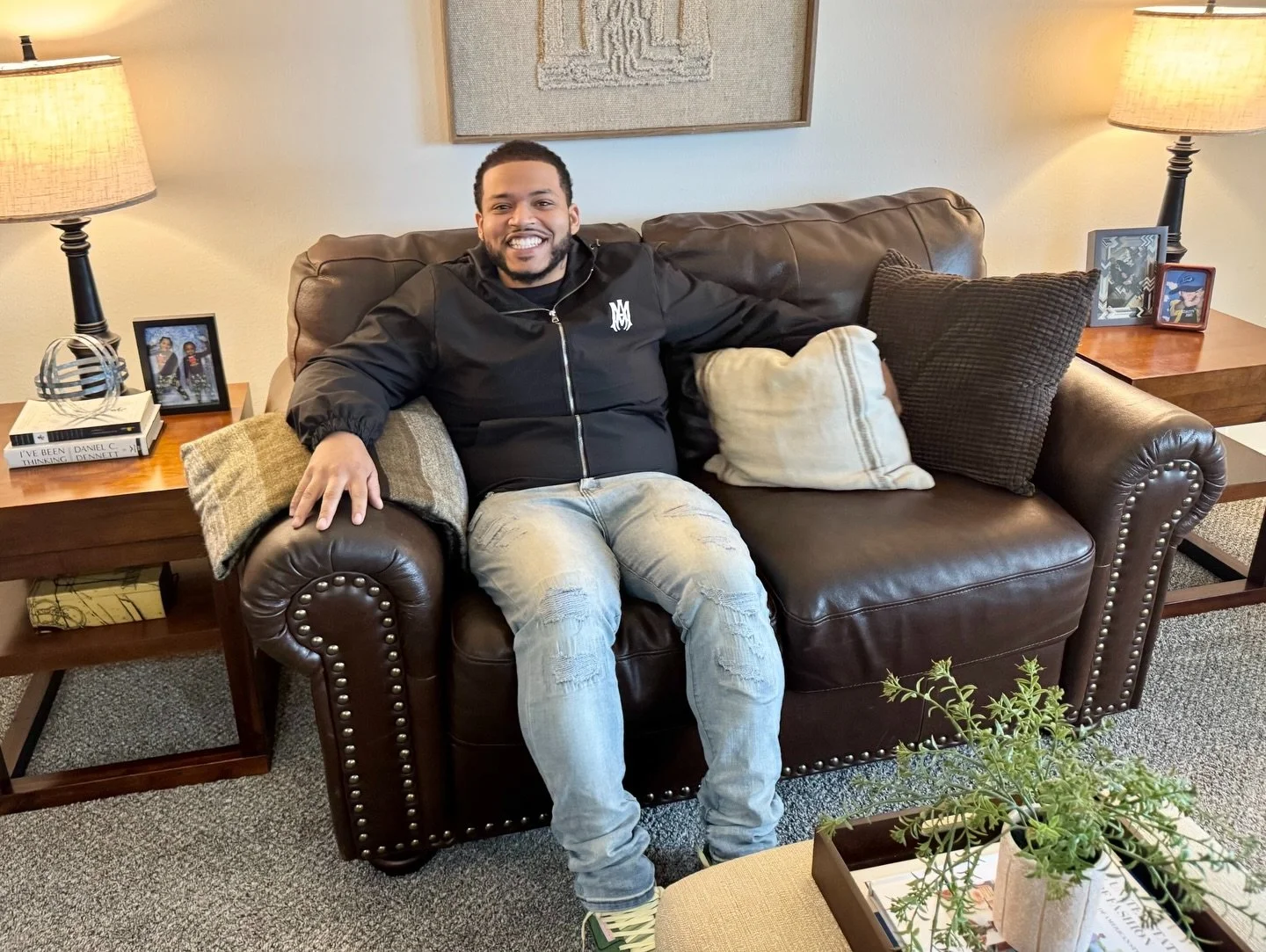 Welcome Home, Trevaughn! A single dad with the most amazing smile. Gun violence left him with injuries that took two years to recover from, and some bullets remain in his body. Through it all, he kept a positive attitude and is thankful to be here, w