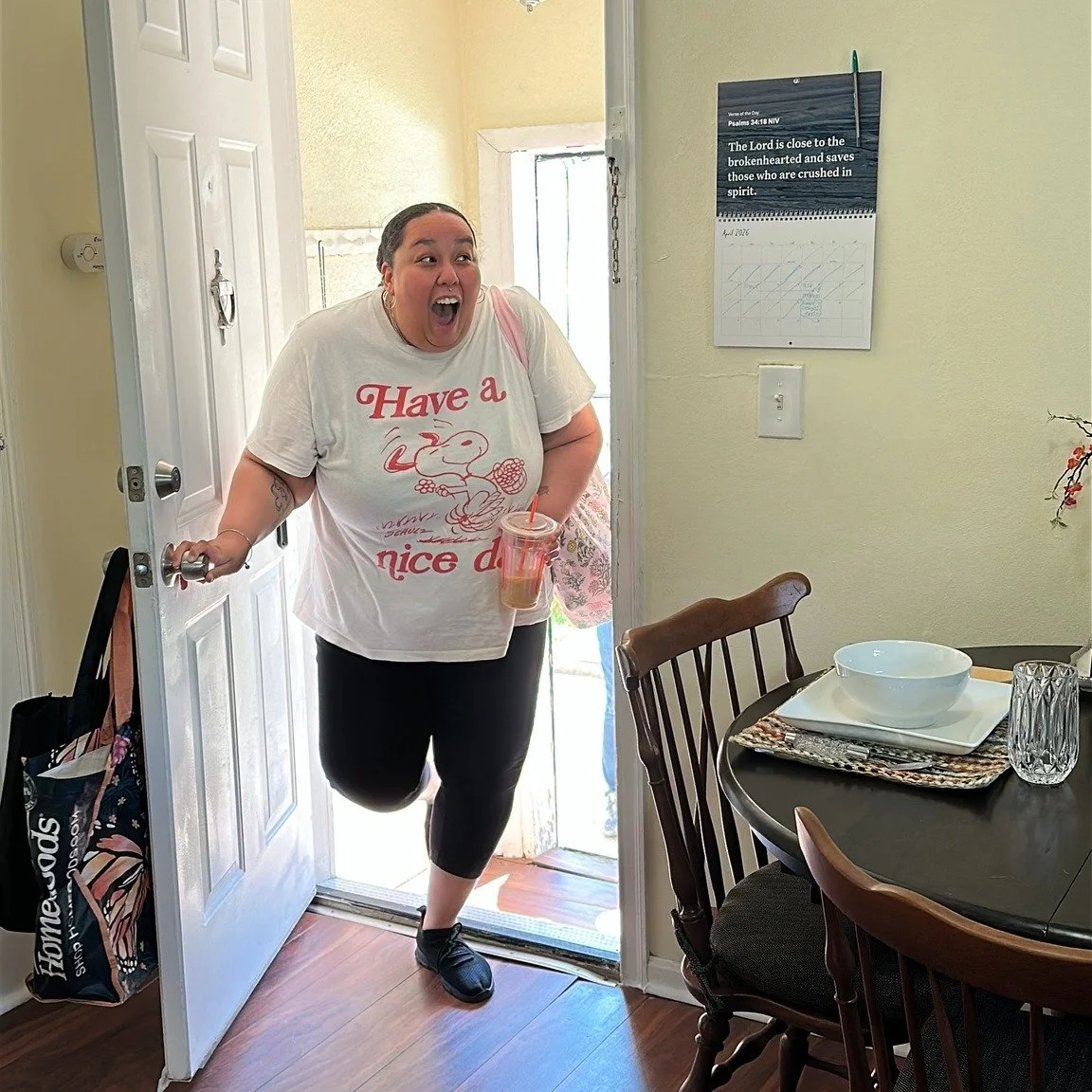 The moment a client turns the doorknob to return back home is full of anticipation. You can feel it in the air. Everyone is on the edge of their seats: the volunteers, the Humble team, the client. 

Then, as they step through the treshhold it all cha