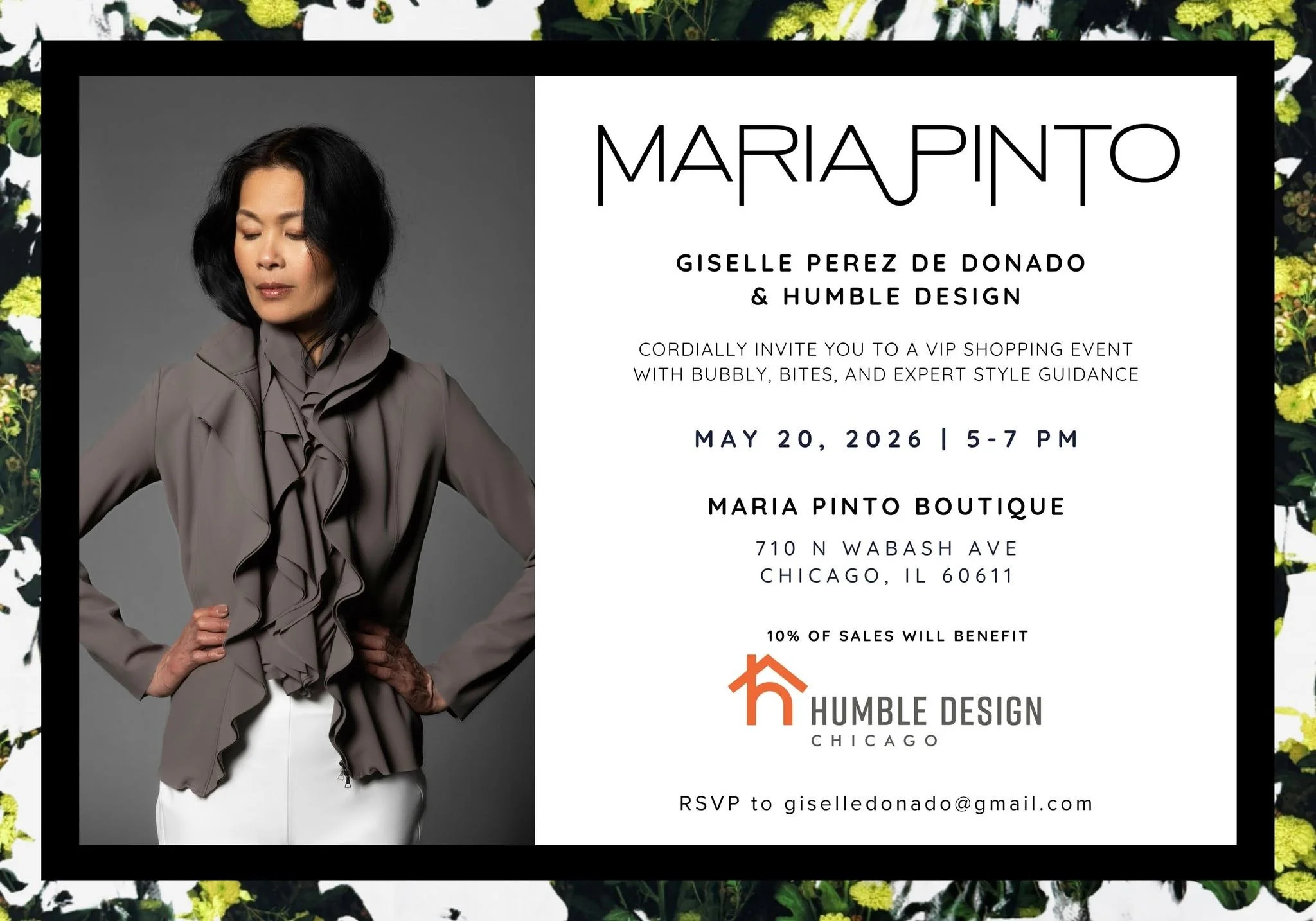 🛍 Shop for a good cause! Join us on Wednesday, May 20th from 5pm-7pm at @themariapinto and 10% of sales will be donated to Humble Design Chicago. 👗

Hope to see you there!