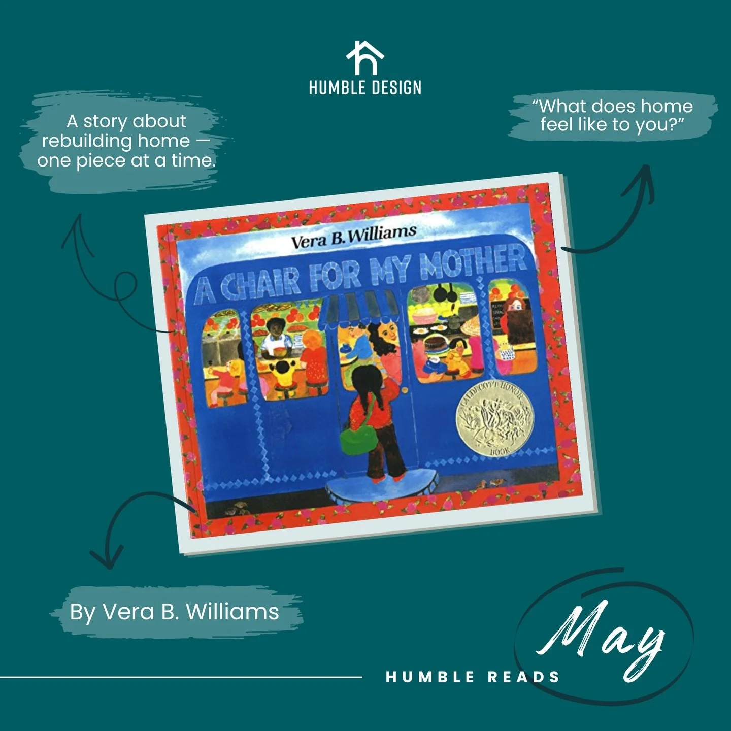 One of our May book spotlights, just in time for Mother&rsquo;s Day. 💛

A Chair for My Mother by Vera B. Williams is a story about a mom, a grandma, and a daughter saving coins to buy one perfect chair after losing everything. It&rsquo;s about start