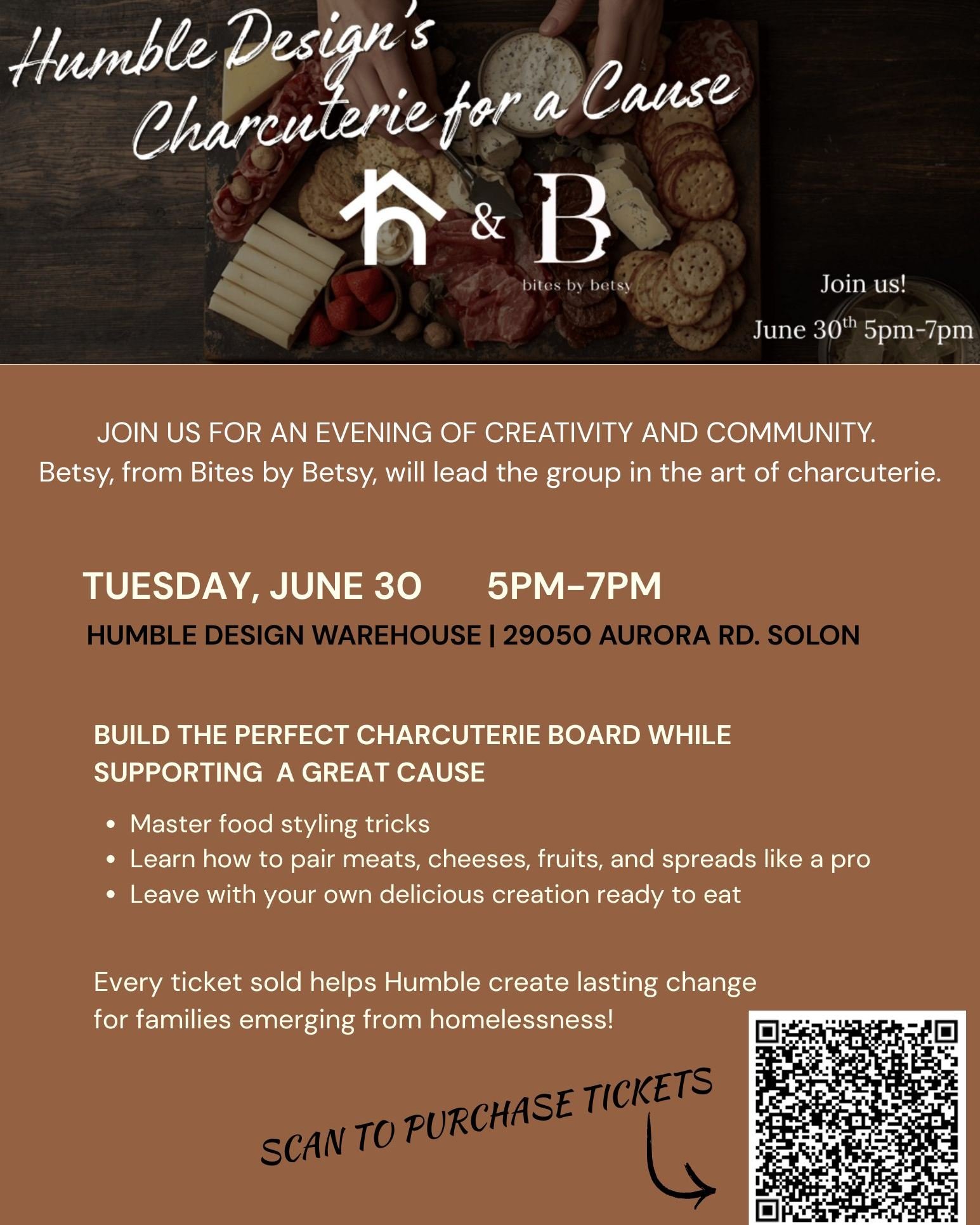 Spread the word! 🧀🍇

This is such a fun way to support Humble Design while learning a new skill. Ticket sales are limited to ensure everyone receives personal guideance throughout workshop... and we are 1/2 way to our max! Get your tickets before t