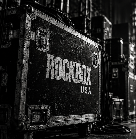 RockBox USA branded road case backstage at a live music venue