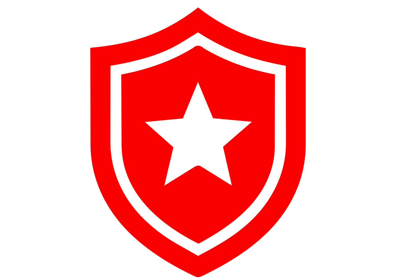 Red and black shield emblem with a black star in the center.