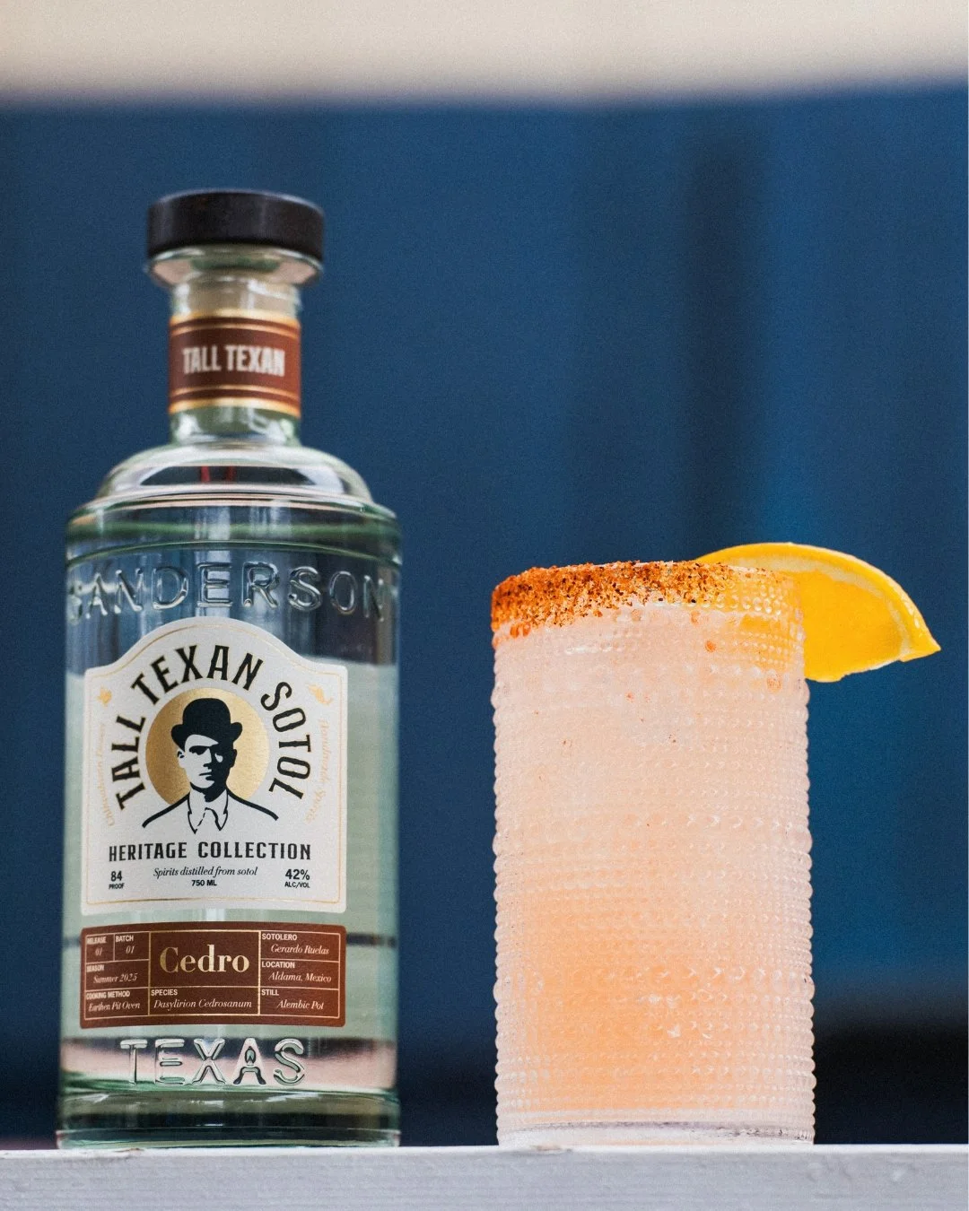After a hard day, there's nothing better than a refreshing drink that tastes and looks as vibrant as a West Texas sky.

This is the Desert Paloma!

&bull; 1.5 Tall Texan Sotol - Cedro
&bull; .5 oz ruby red grapefruit
&bull; .75 oz lime juice
&bull; .