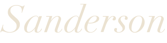 Text saying 'Sanderson' in a stylized font on a black background.