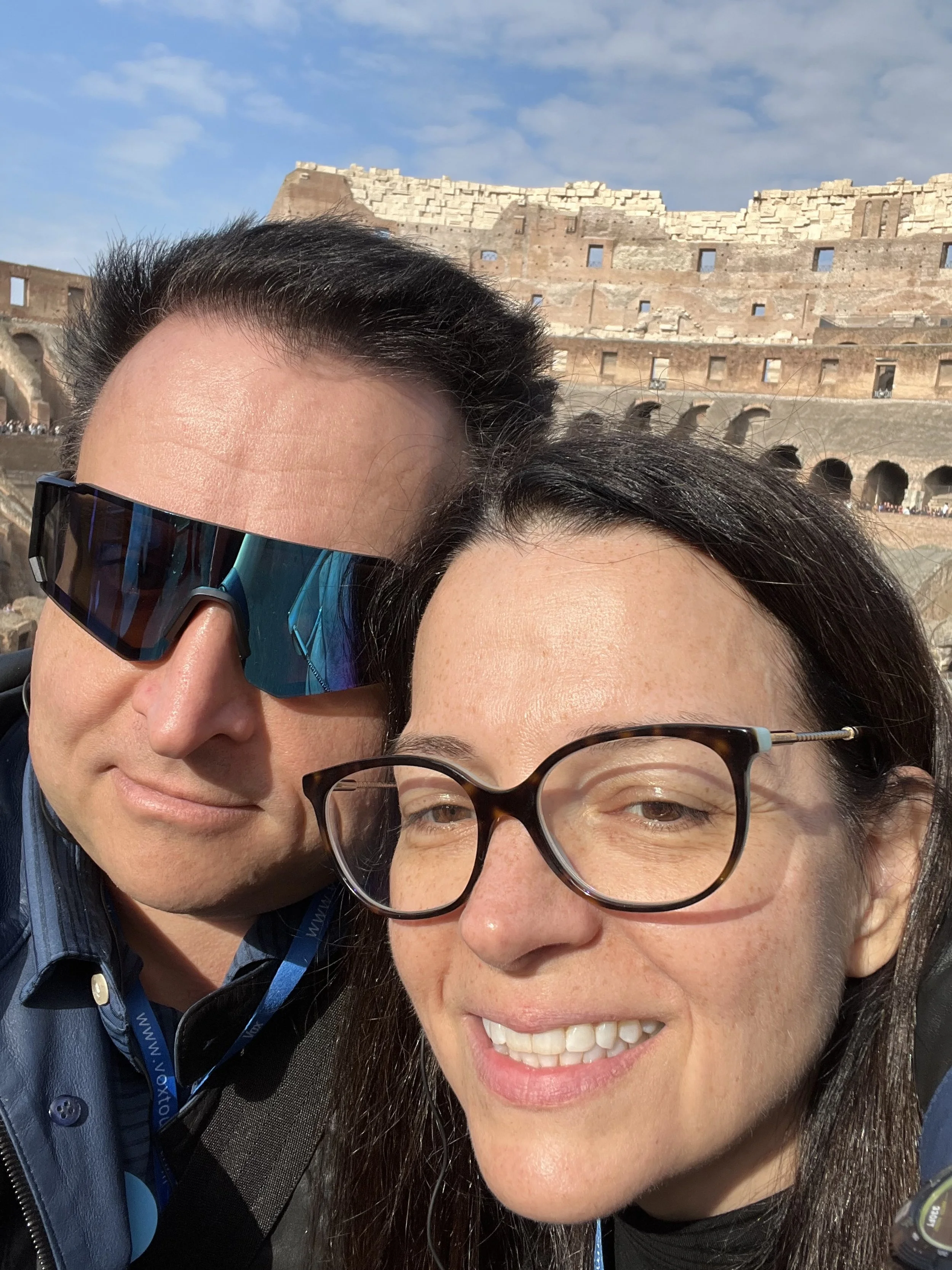 TRICRAFT CEO husband and wife Angela Renne Cross Italian development team headquarters Colosseum in Rome, Italy, Venice, Italy.