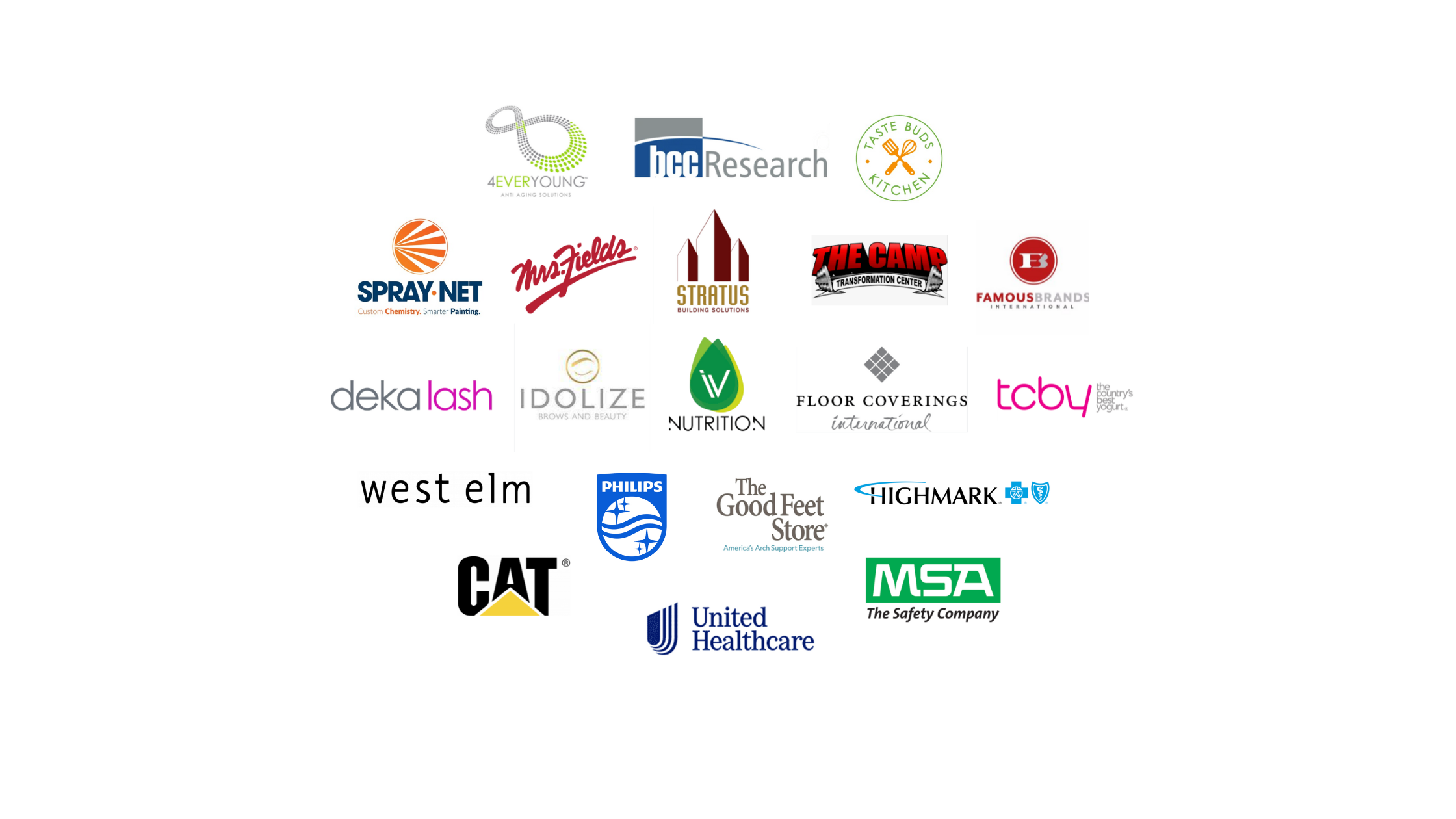 A collection of various company logos arranged in a grid pattern.