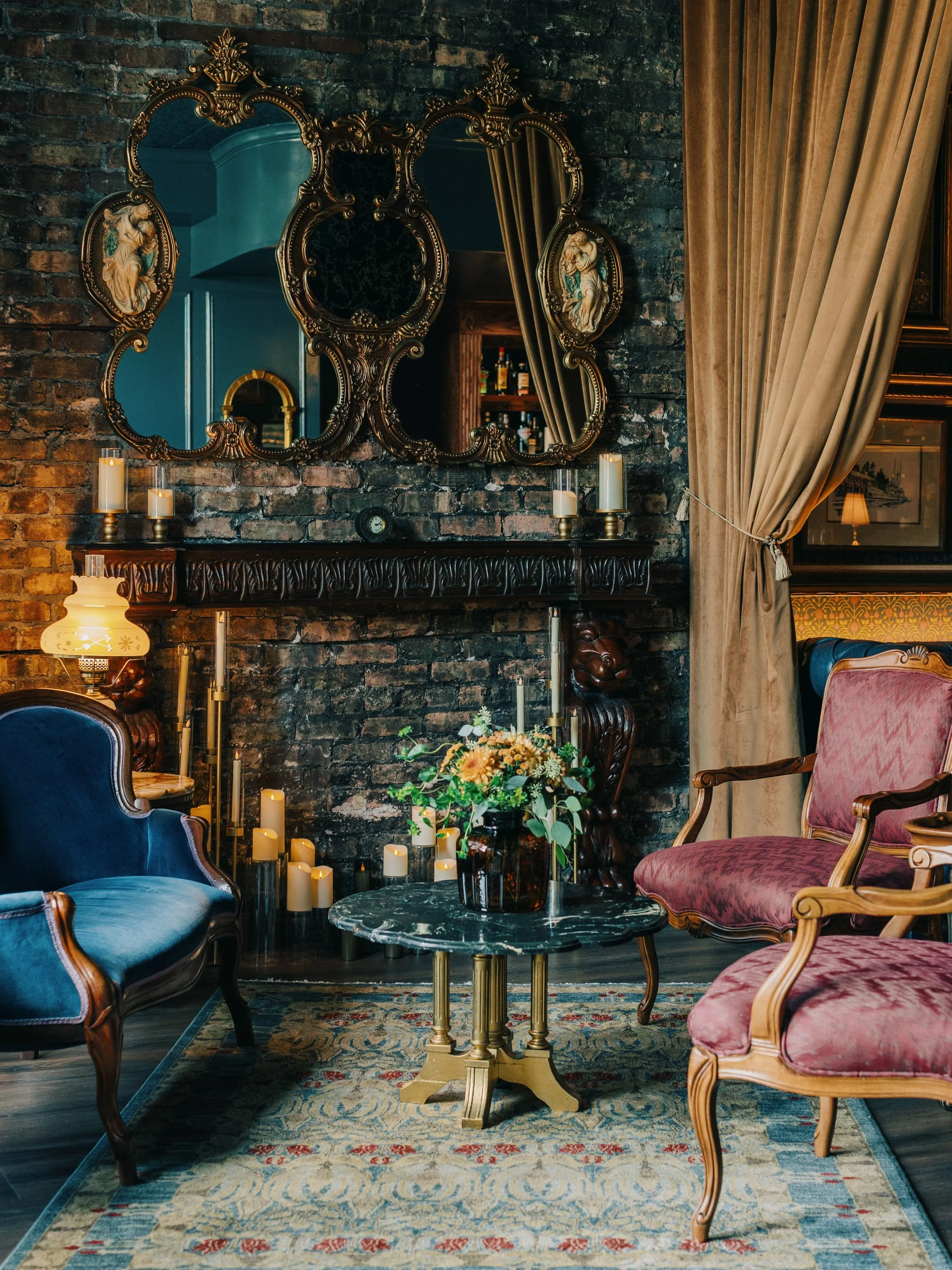 Every project has its own story, and we let that guide us through our design process.

At The Mette, we looked to Victorian sitting rooms for inspiration, mixing vintage finds with new pieces. During demo, we uncovered the original brick wall and dec