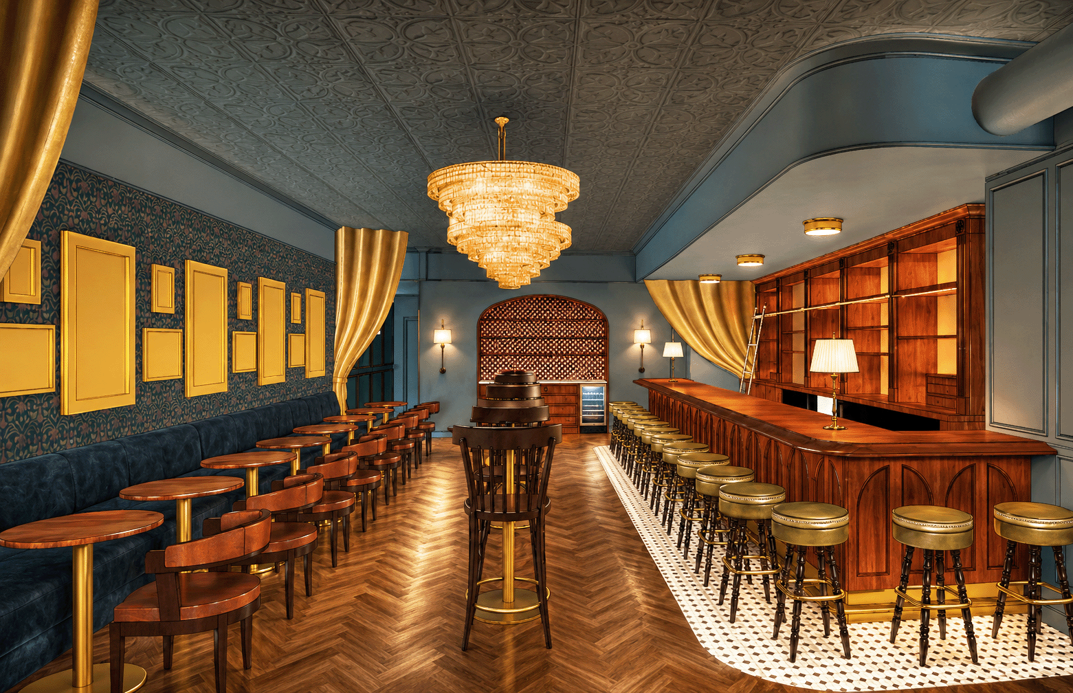 Interior  design for The Mette cocktail bar in Wilmette, Illinois