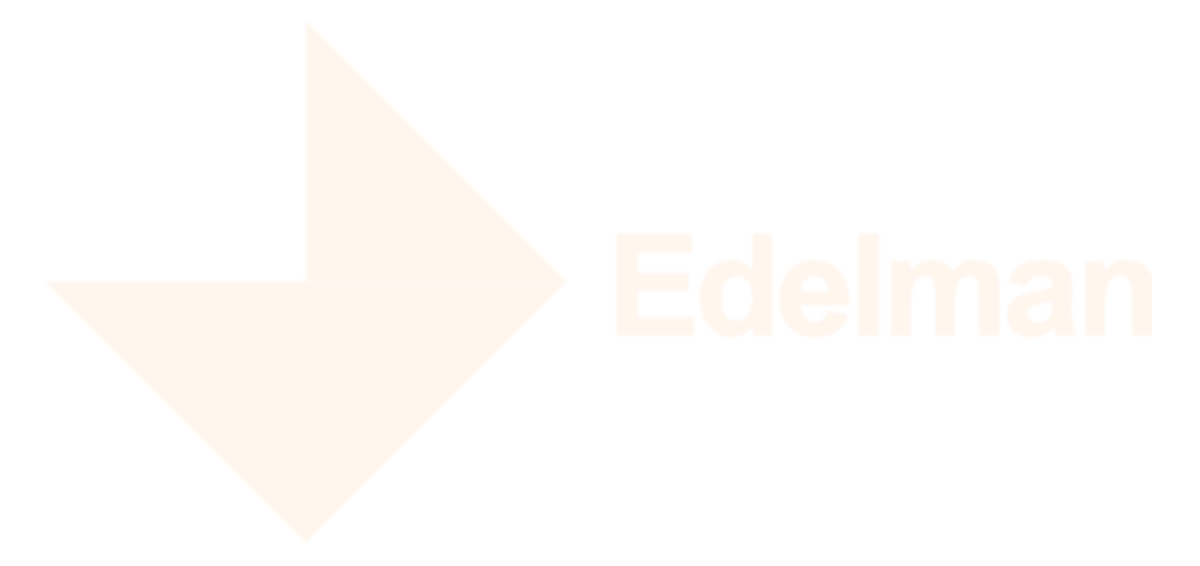 White downward arrow pointing towards the word 'Edelman' in bold light gray text.