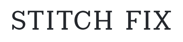 Close-up of a black background with the words 'STITCH FIX' in bold, gray capital letters.