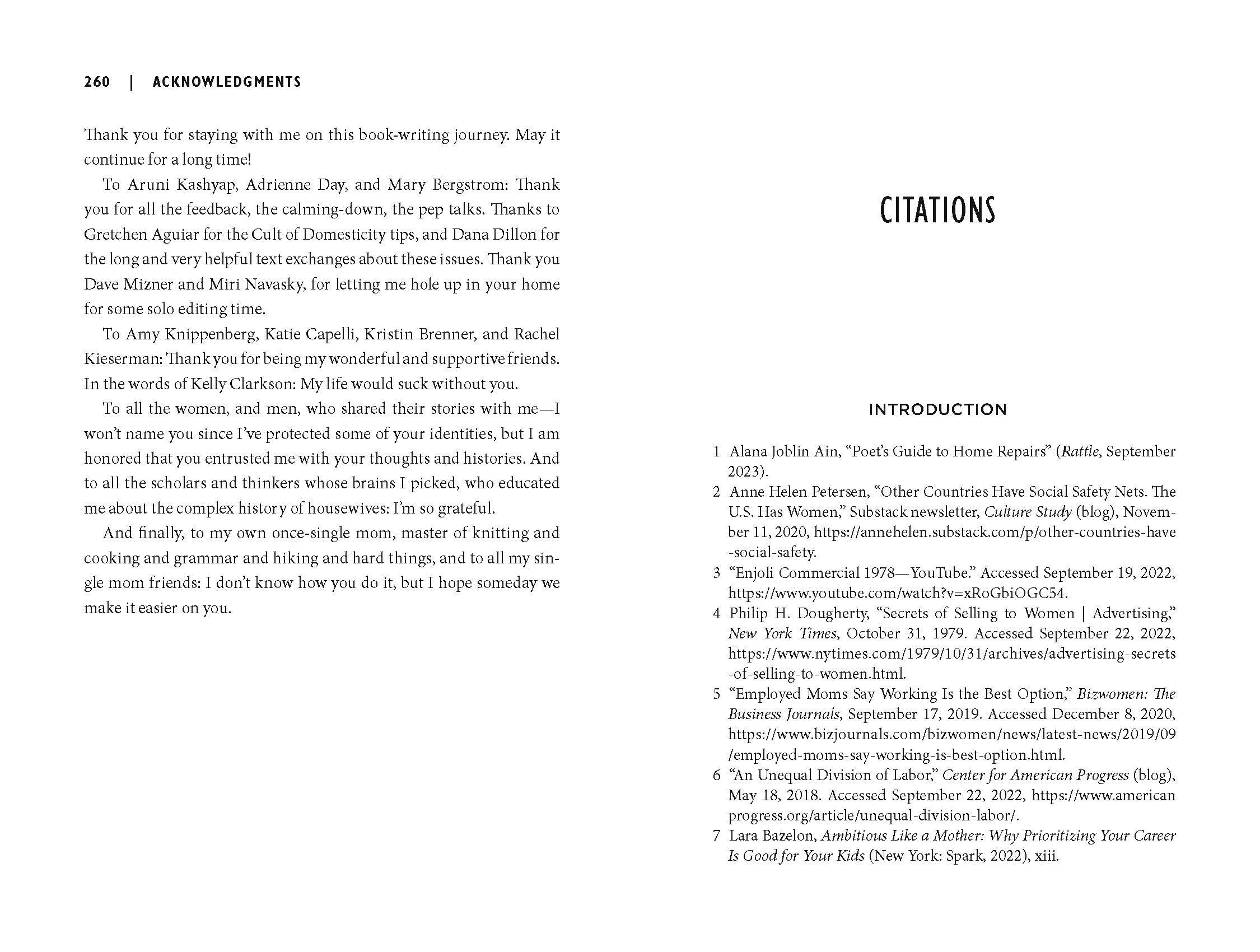 Page with acknowledgments and citations from a book, mentioning contributors and references used in the introduction.