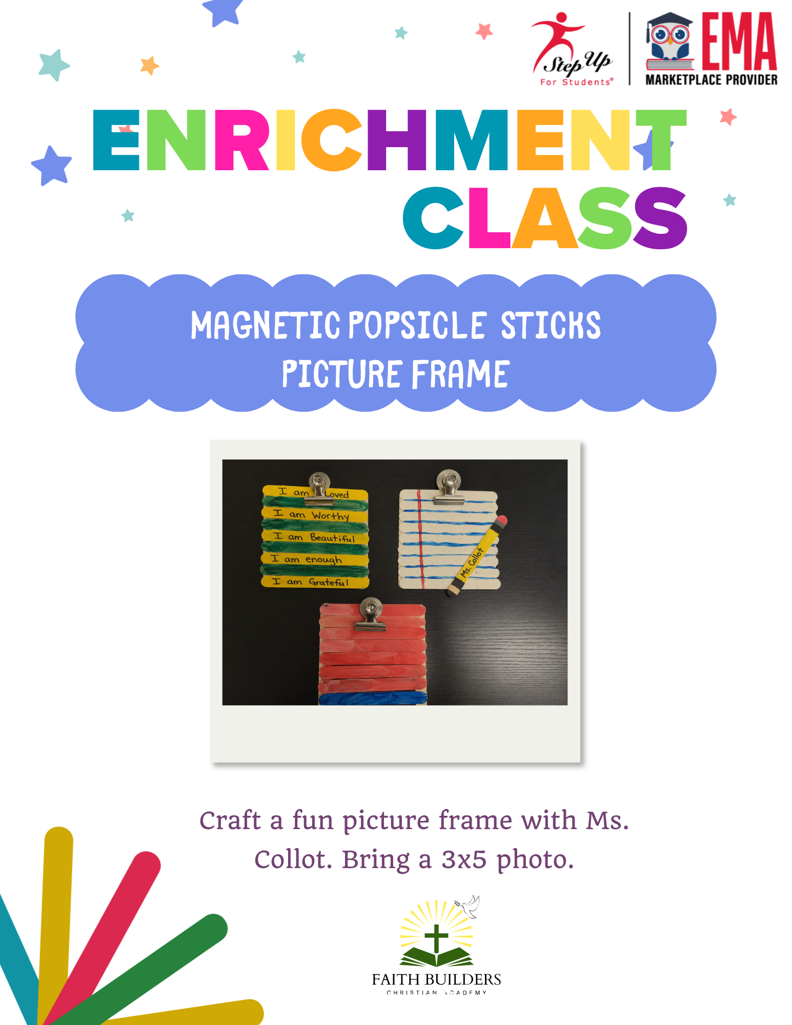 Magnetic Popsicle Stick Picture Frame